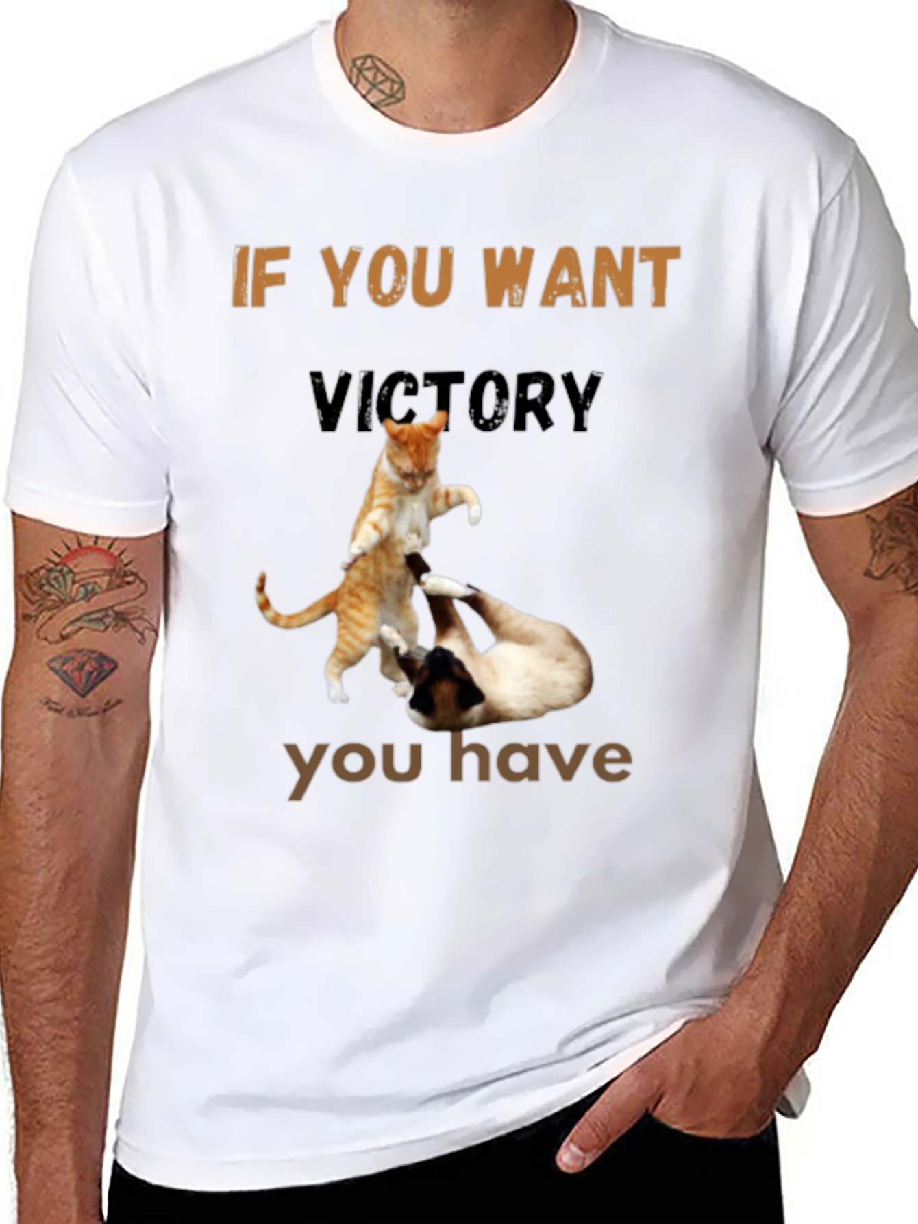 Fighting Cats T-Shirt - If You Want Victory