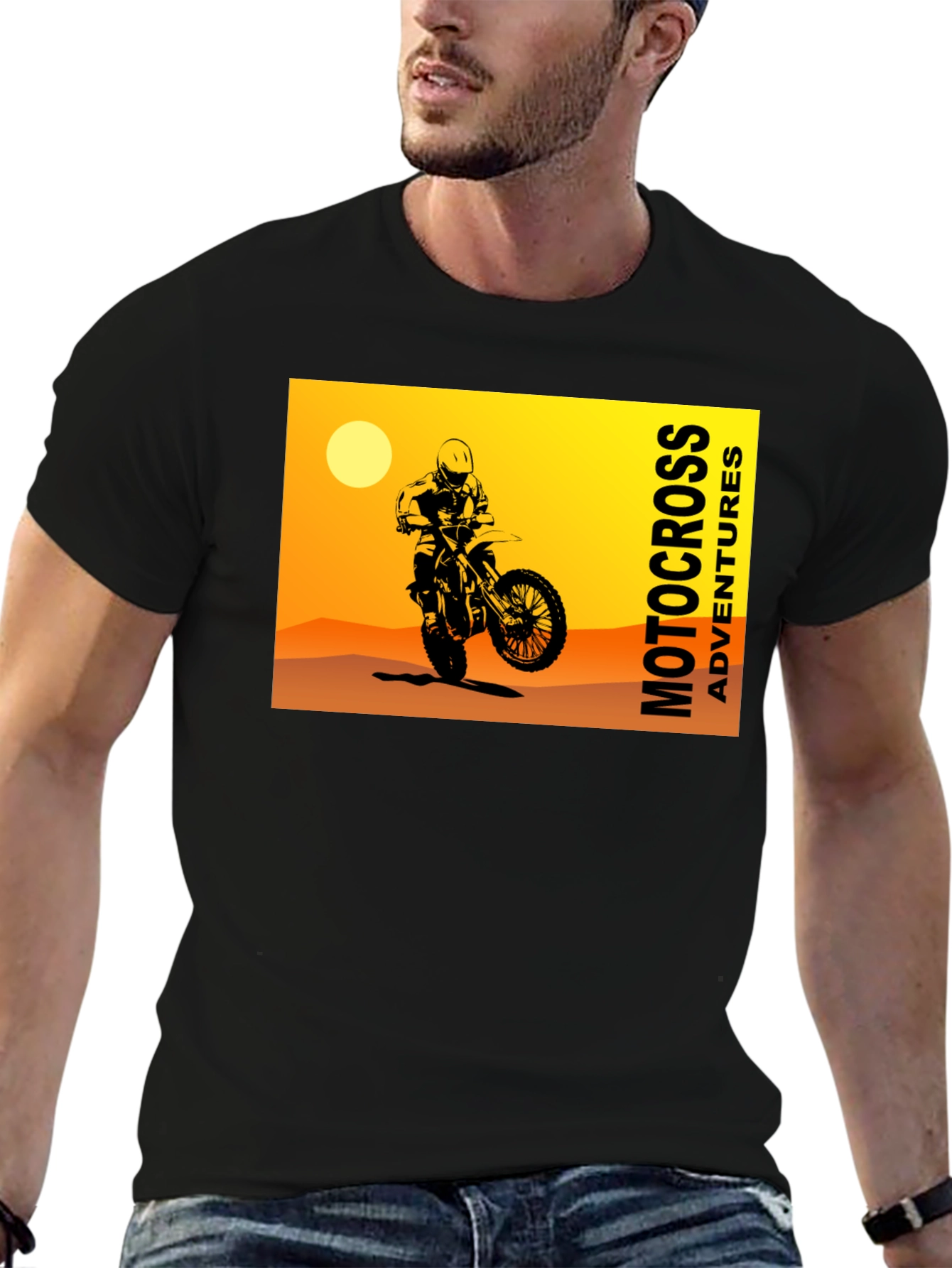 Motocross Adventures Black Graphic T-Shirt