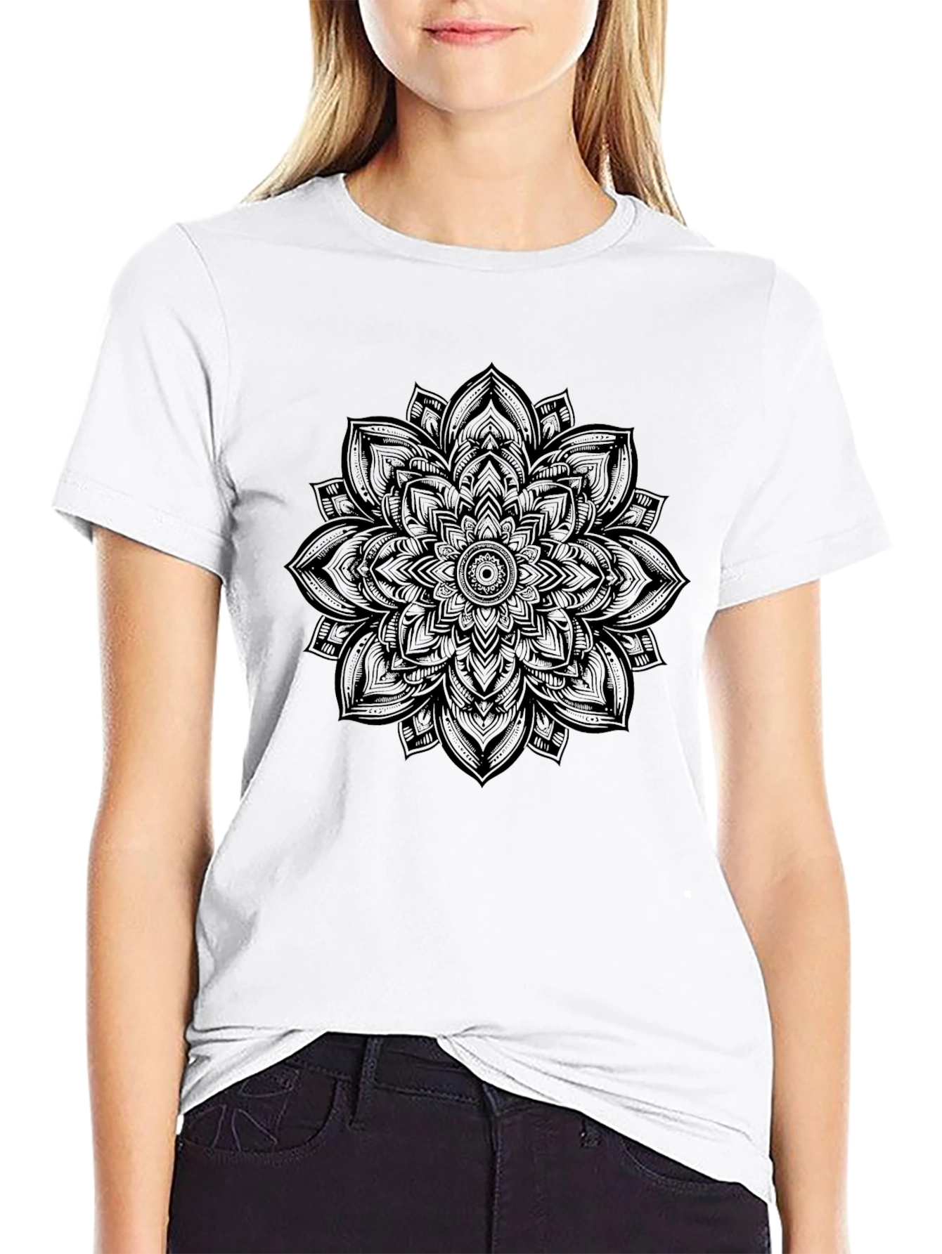 Mandala Graphic Print Crew Neck T-Shirt