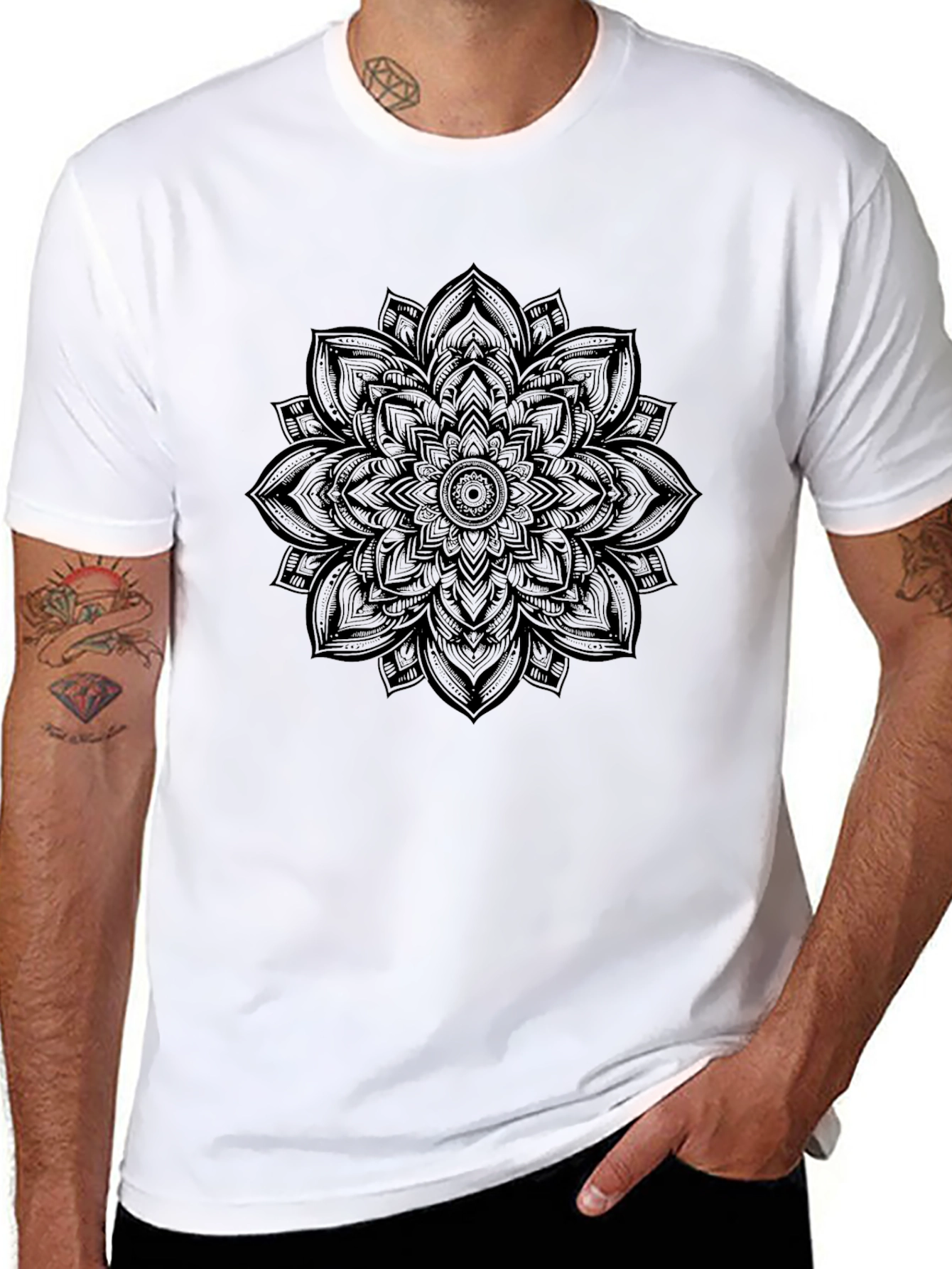 Mandala Graphic Print Crew Neck T-Shirt