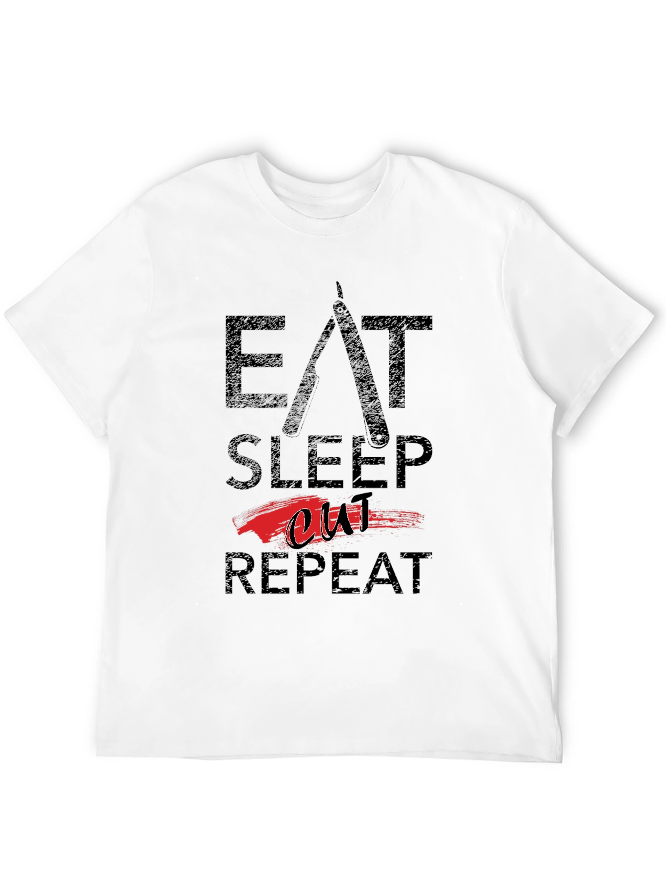 Eat Sleep Cut Repeat Black T-Shirt