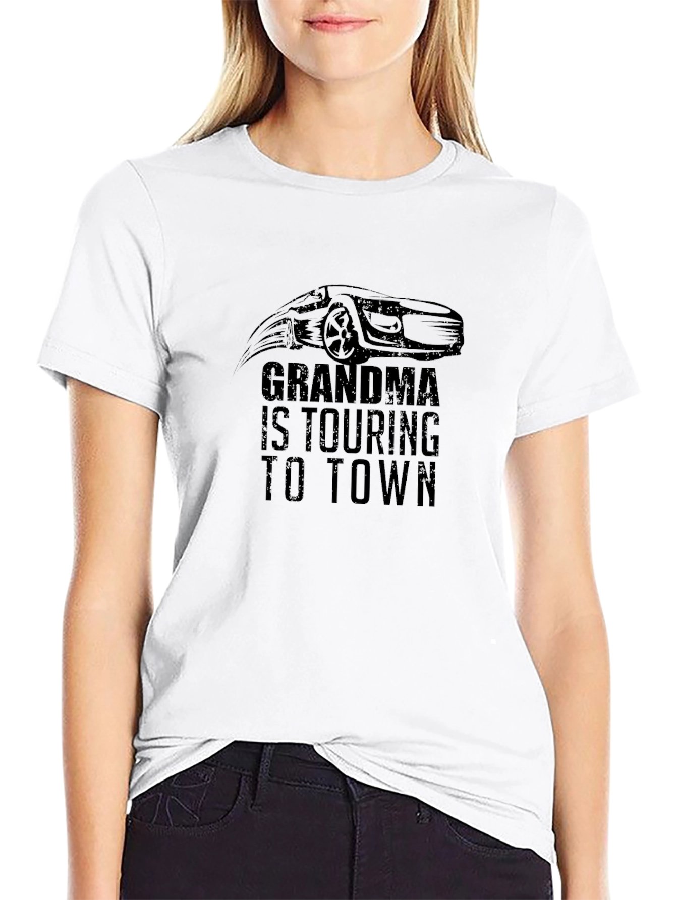 Grandma Touring to Town Black T-Shirt