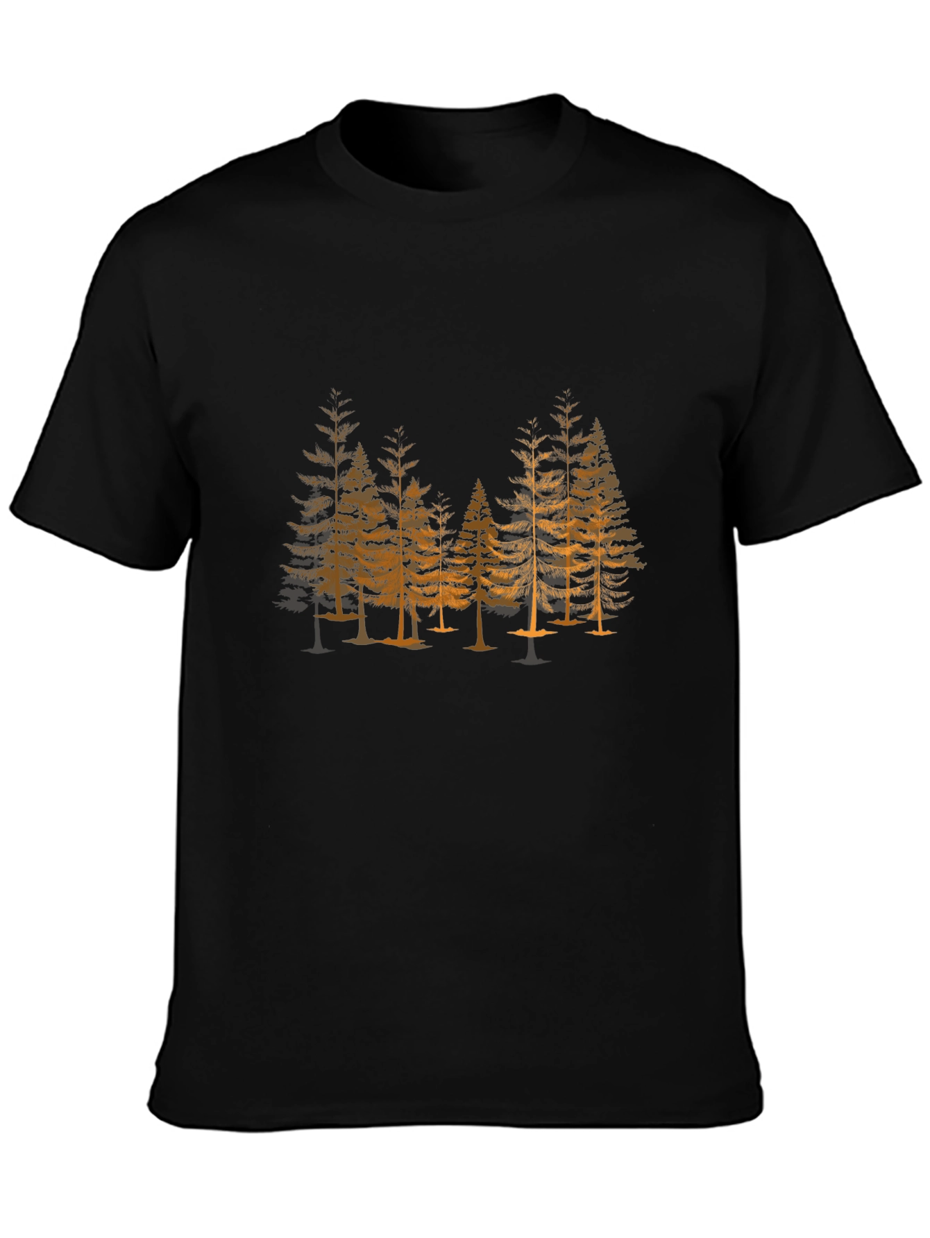 Mens Black T-Shirt - Forest Print