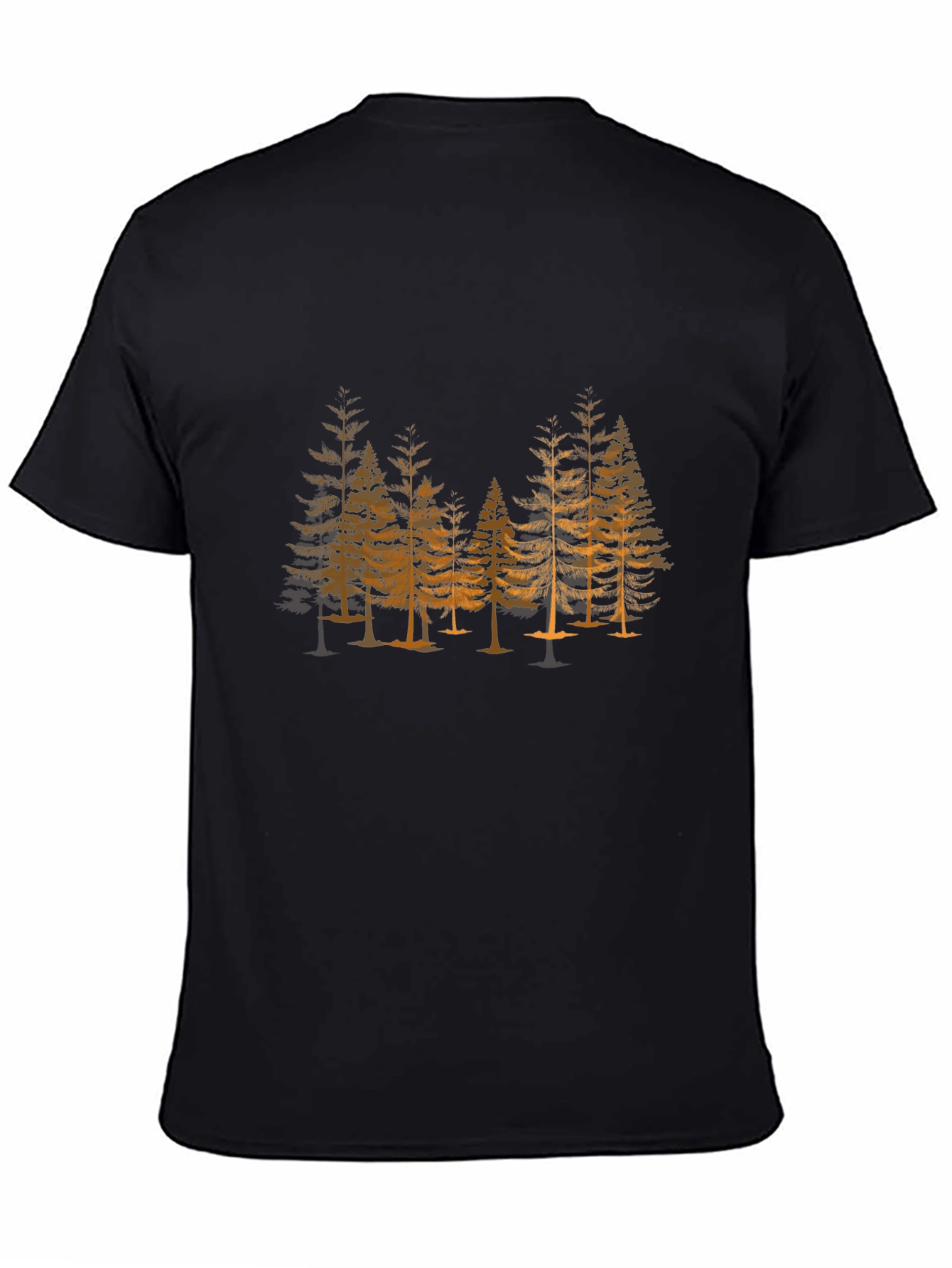 Mens Black T-Shirt - Forest Print
