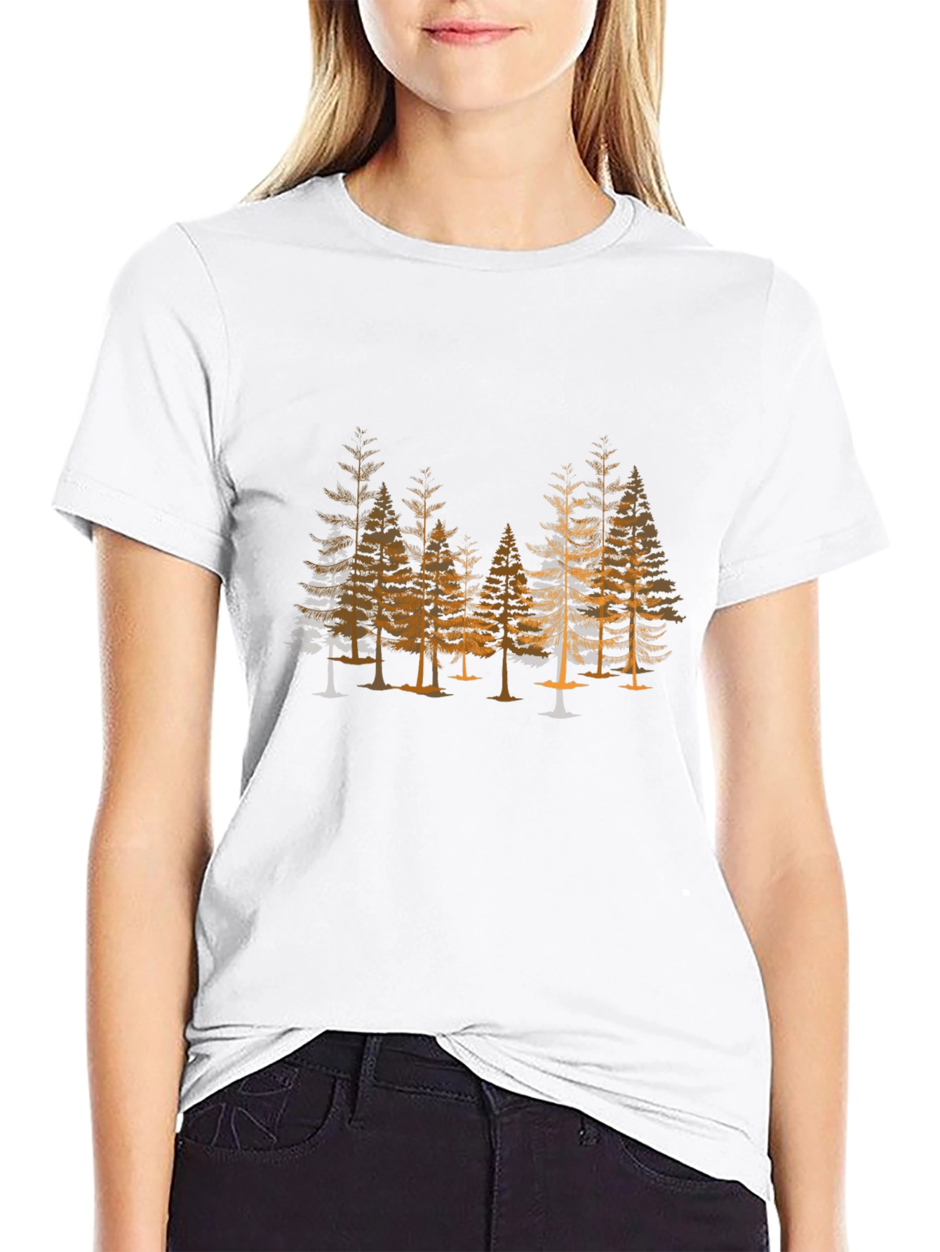 Mens Black T-Shirt - Forest Print