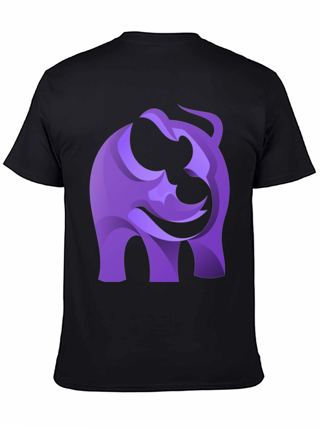 Abstract Purple Elephant Graphic Tee - Black
