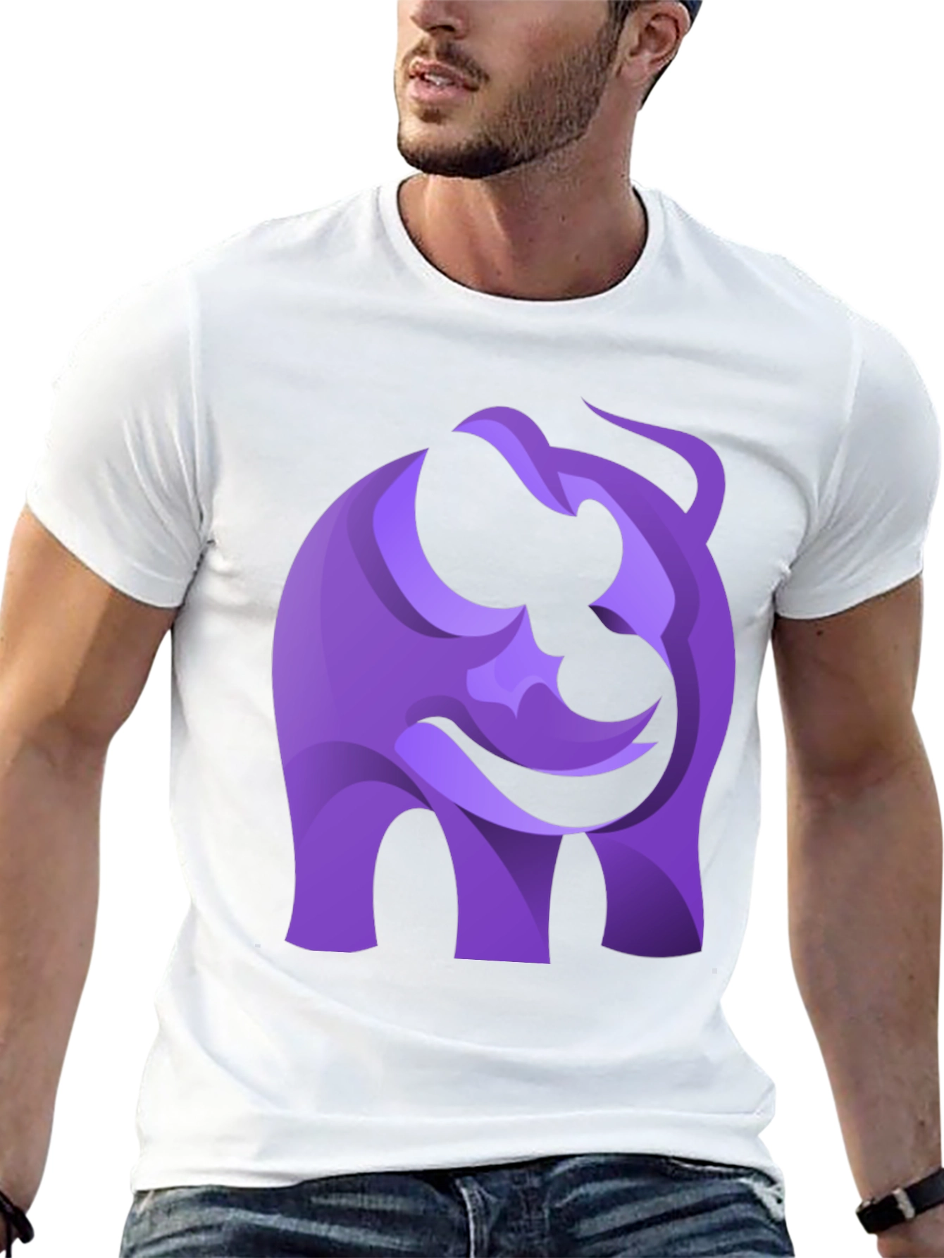 Abstract Purple Elephant Graphic Tee - Black