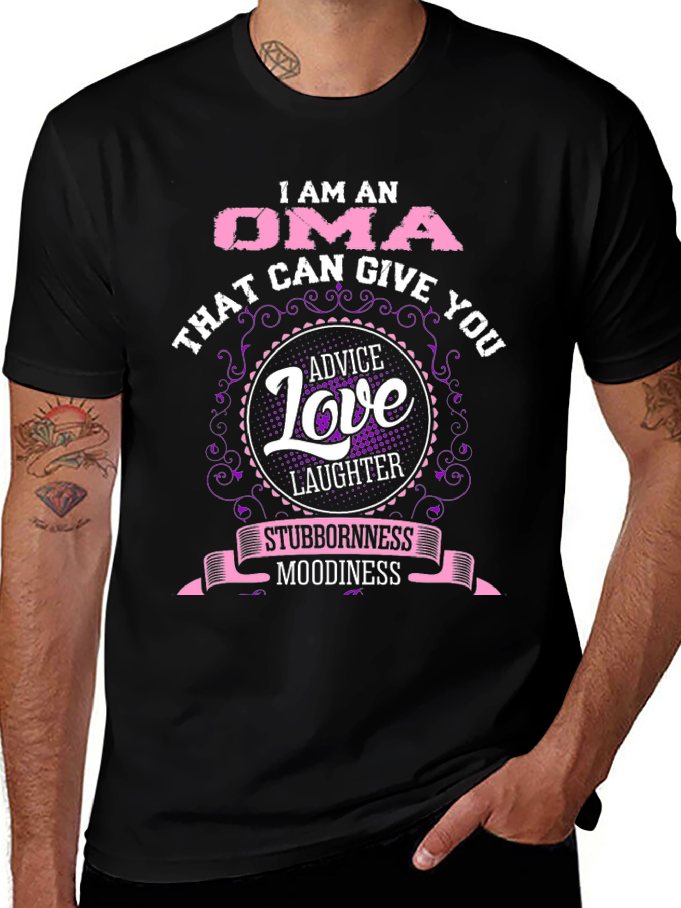 I am an Oma Womens Black Graphic T-Shirt
