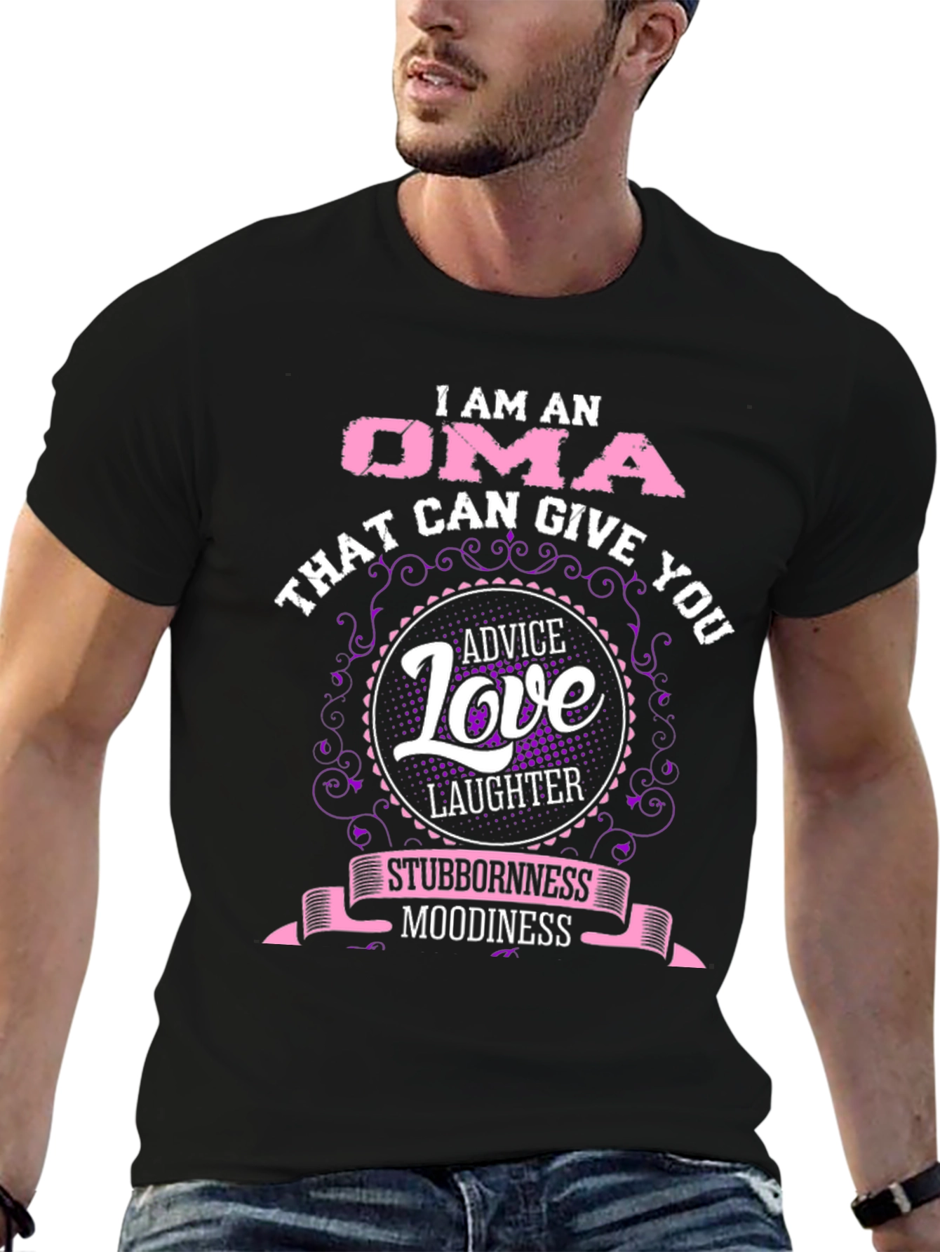 I am an Oma Womens Black Graphic T-Shirt