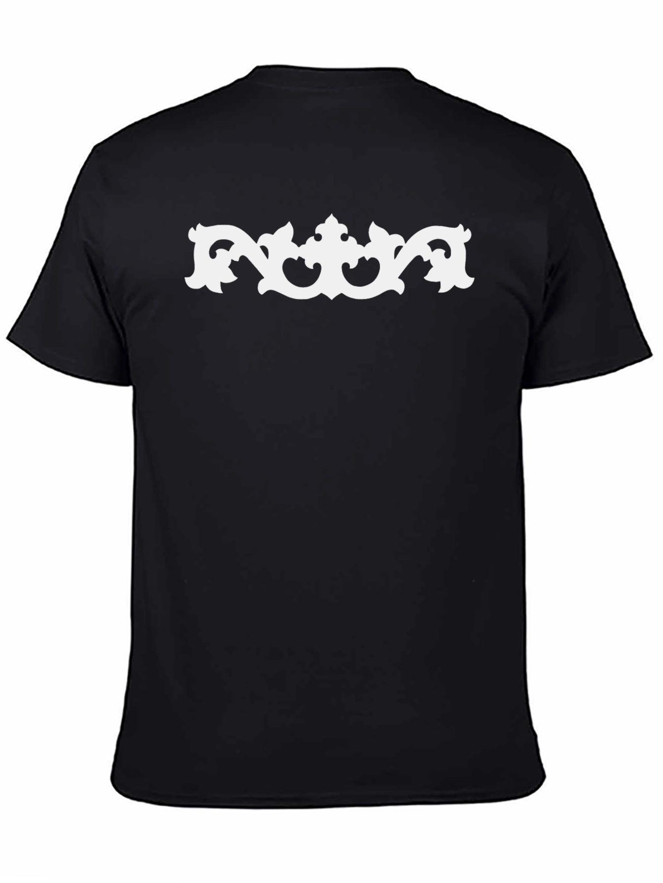 Stylish Black Tee with Ornate White Design