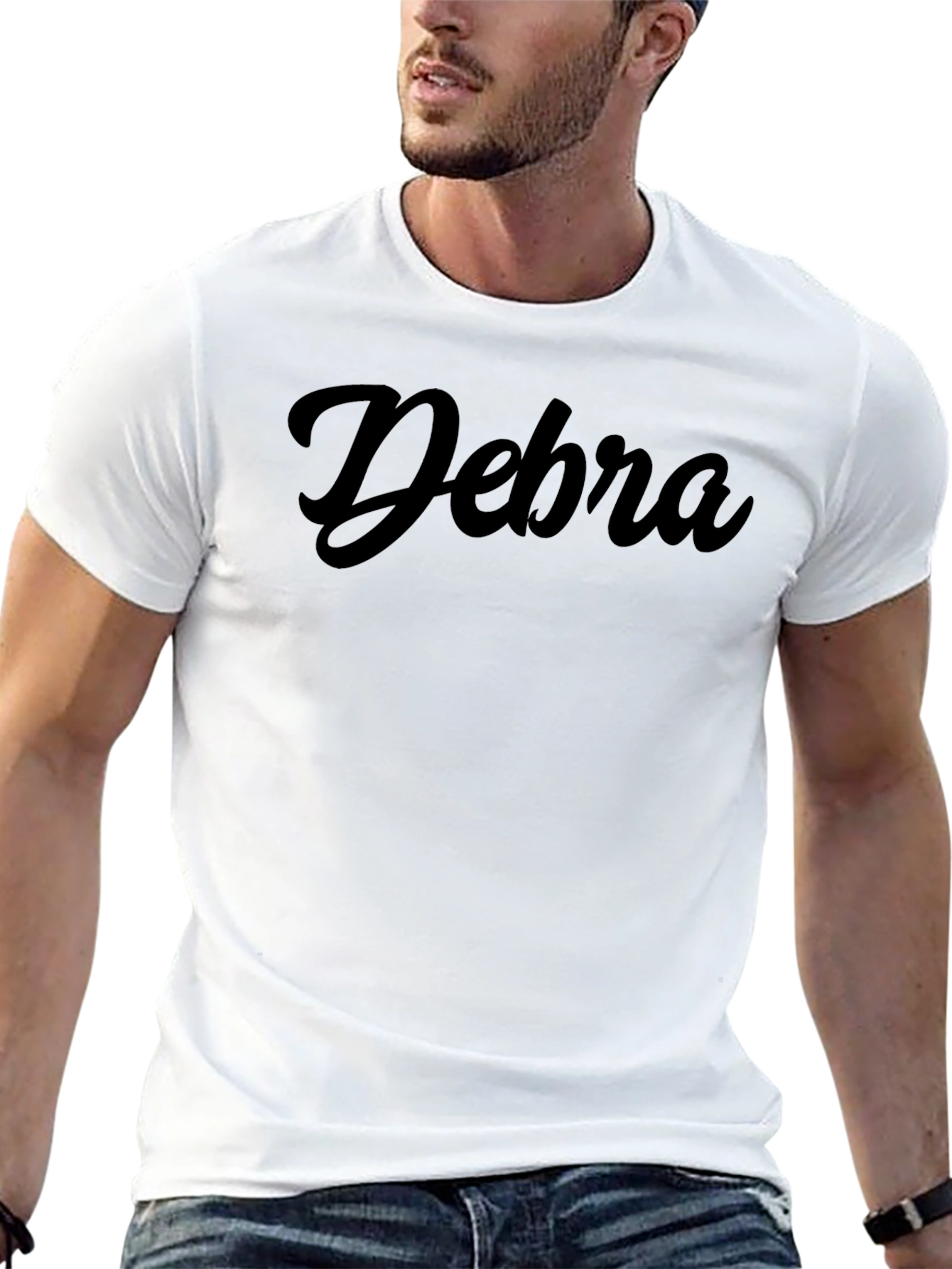 Debra Script Black T-Shirt - Personalized Name Tee
