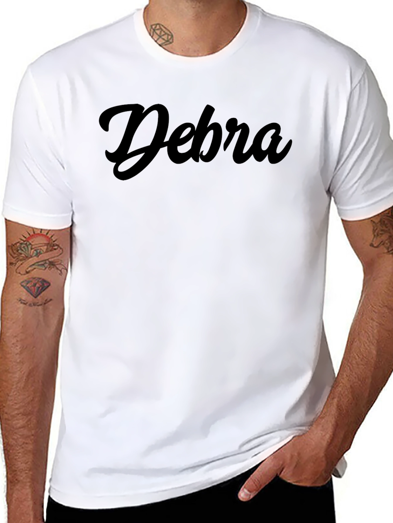 Debra Script Black T-Shirt - Personalized Name Tee