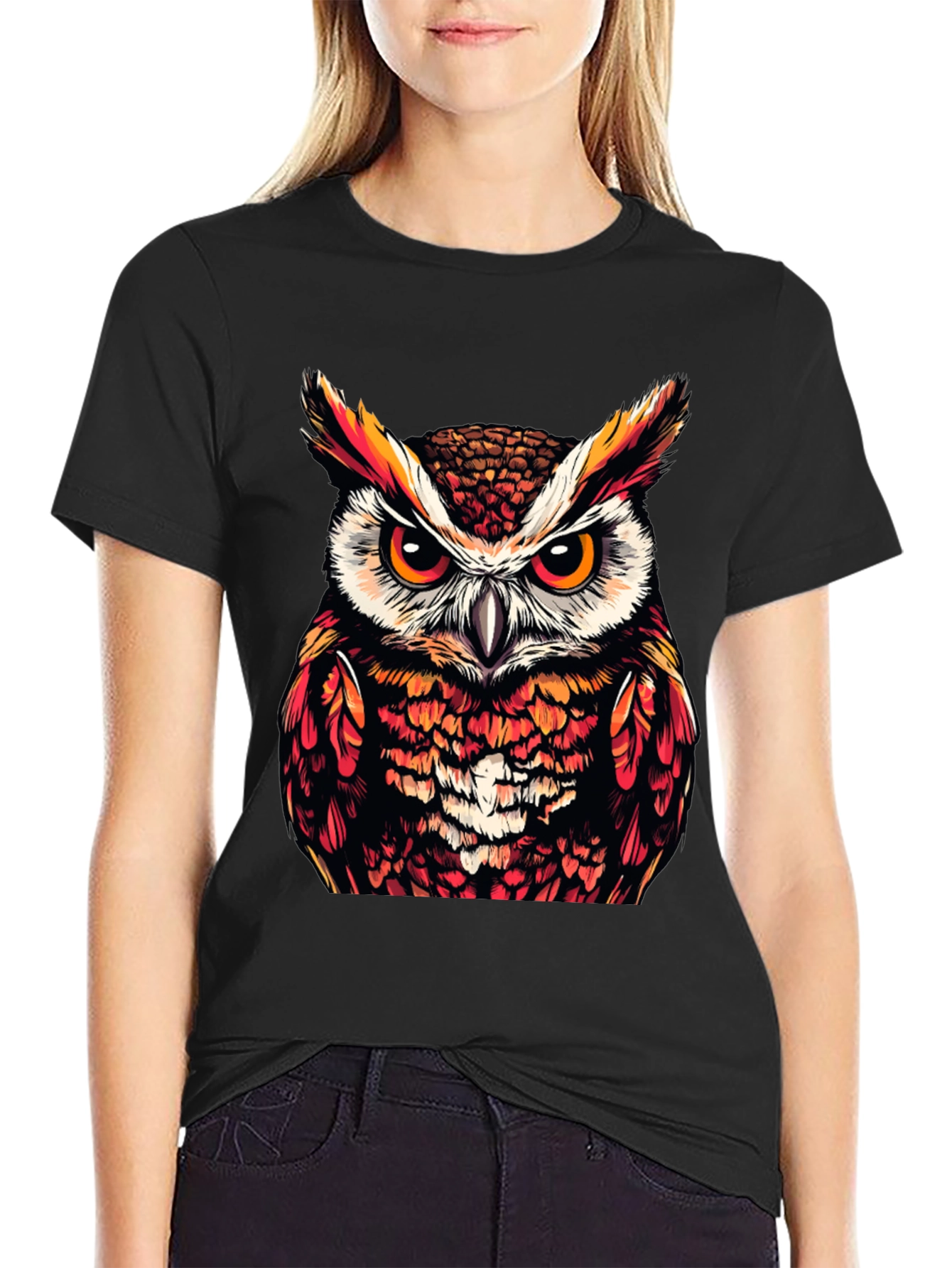 Owl Graphic Tee - Stylish Black T-Shirt