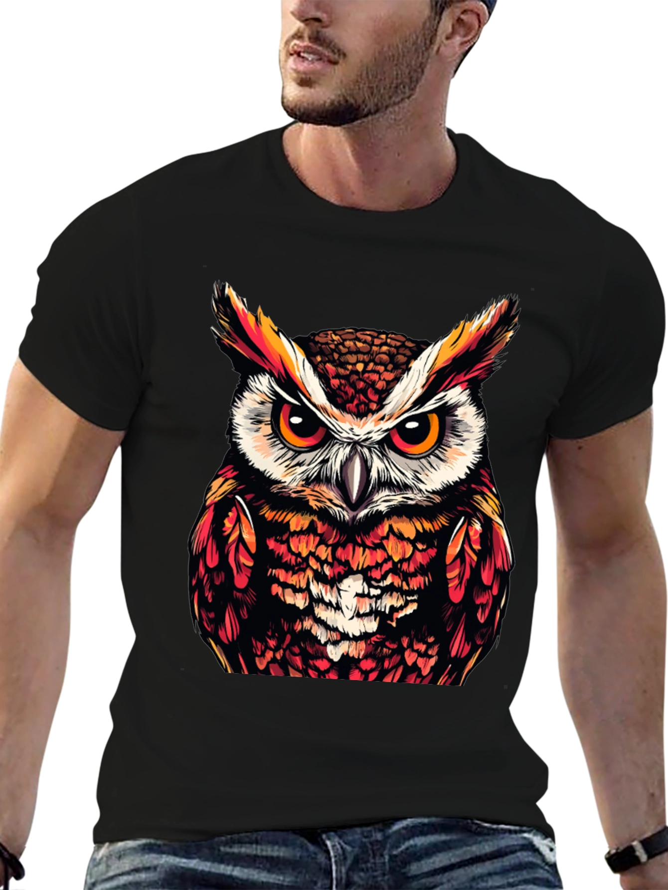 Owl Graphic Tee - Stylish Black T-Shirt