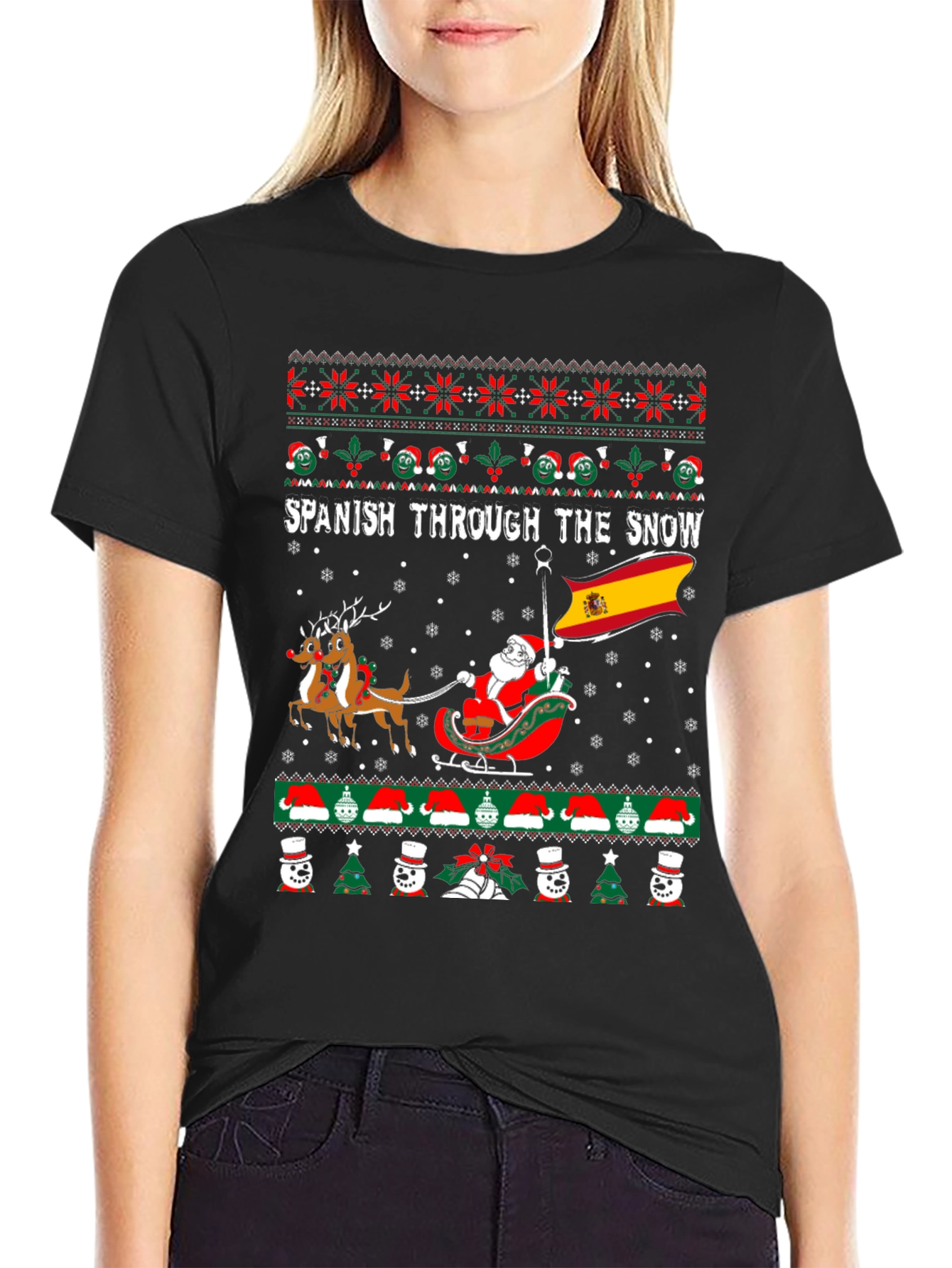 Spanish Through the Snow Ugly Christmas T-Shirt