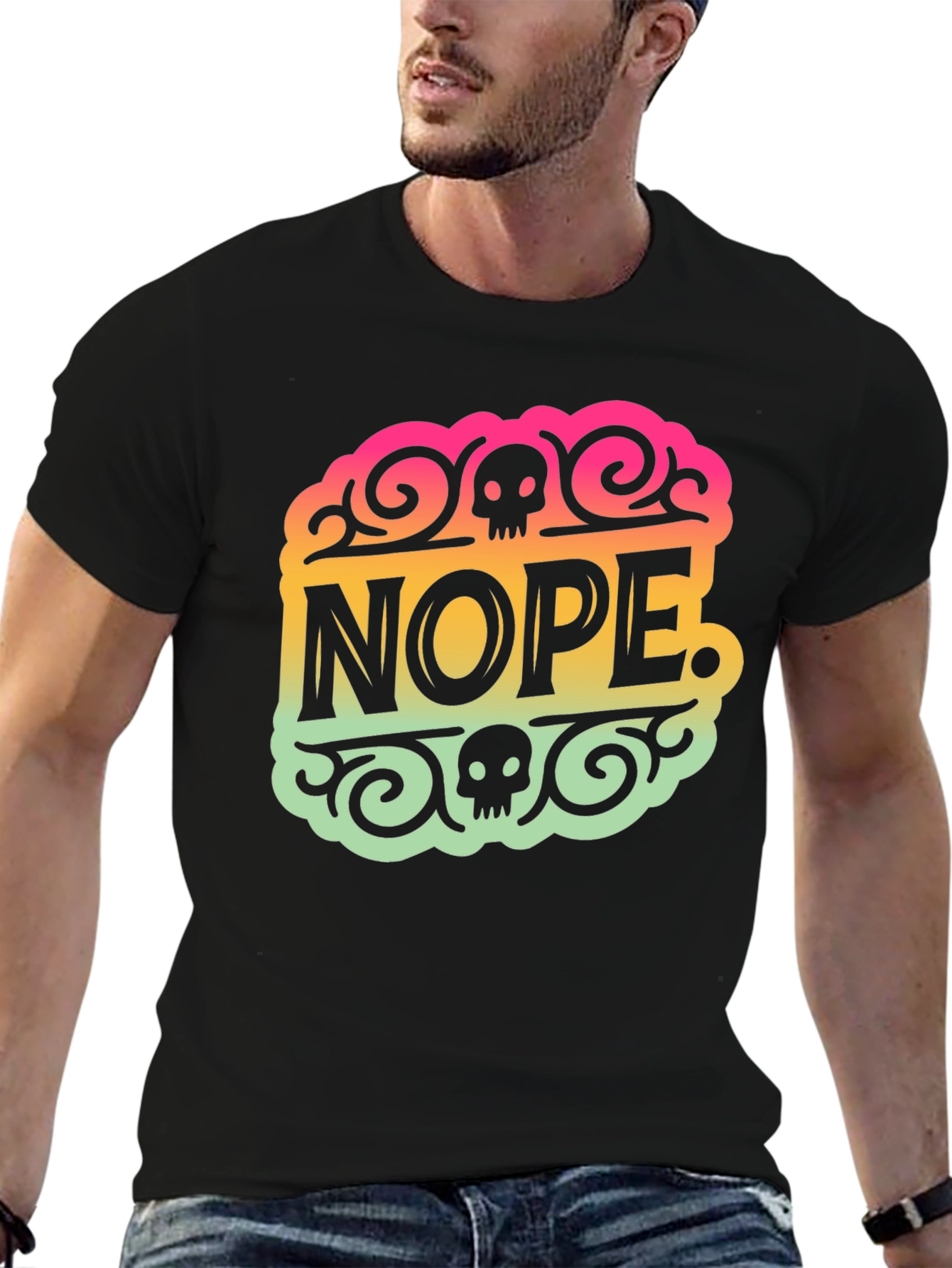 Nope Skull Graphic Tee - Trendy Statement Shirt