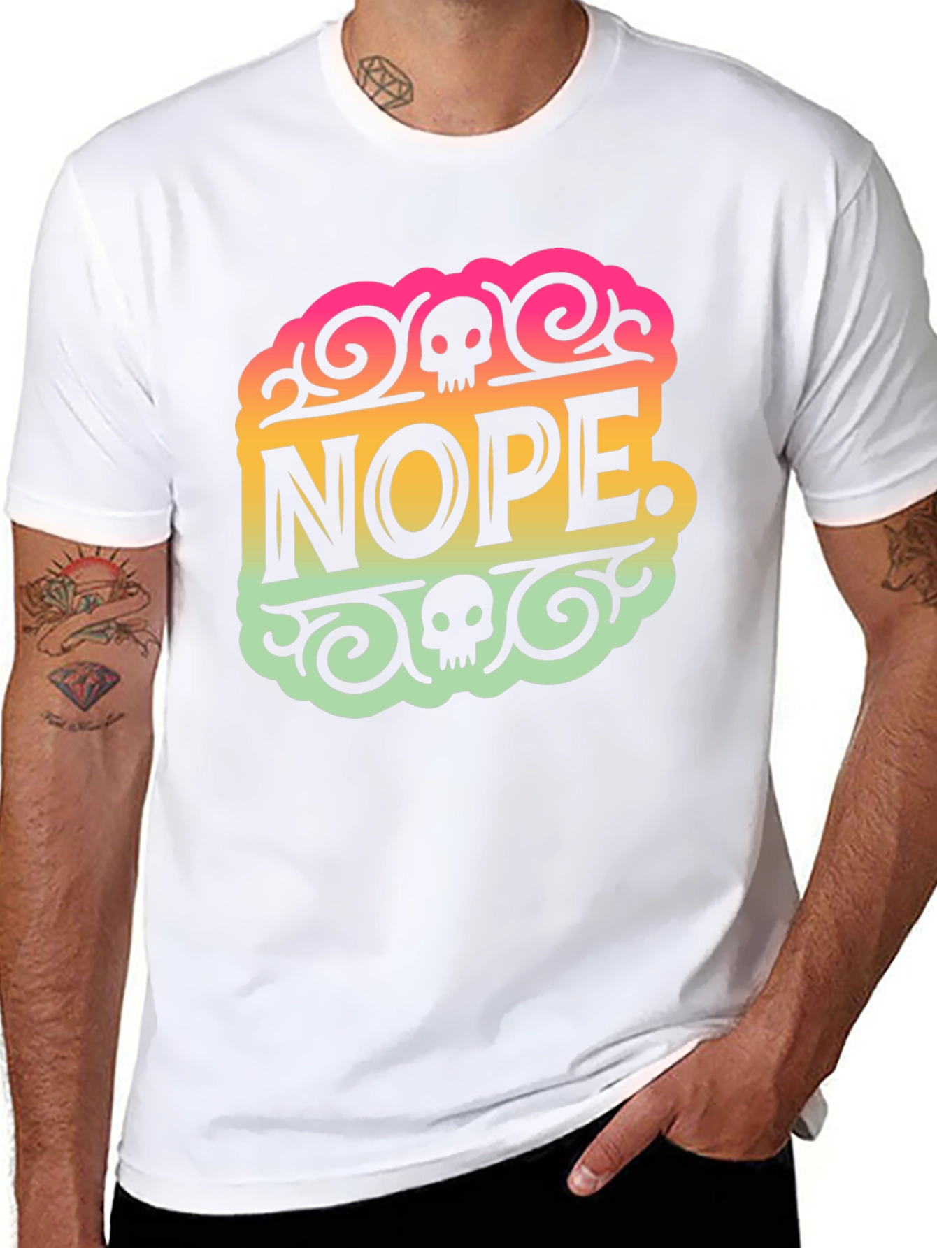 Nope Skull Graphic Tee - Trendy Statement Shirt