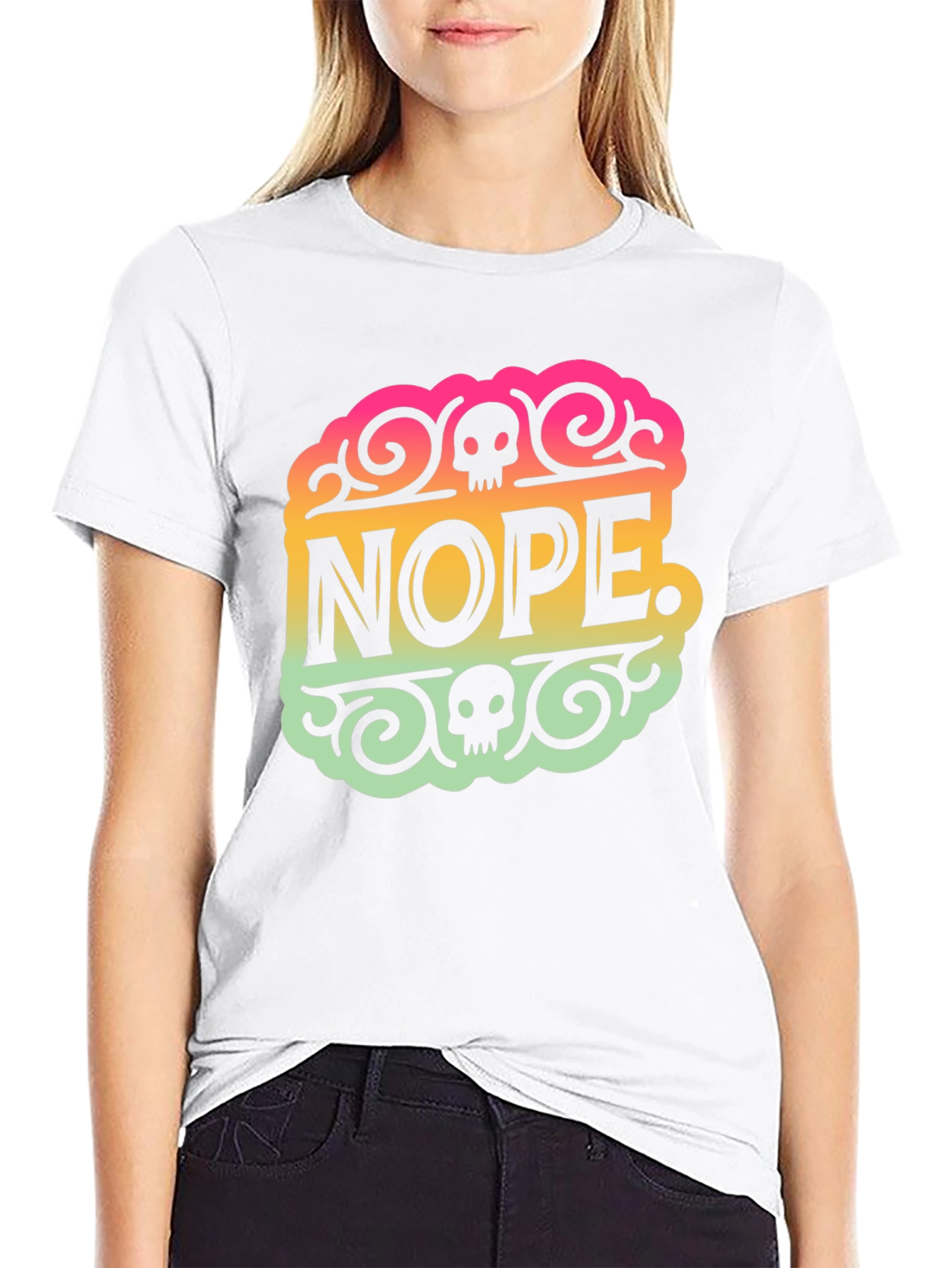 Nope Skull Graphic Tee - Trendy Statement Shirt