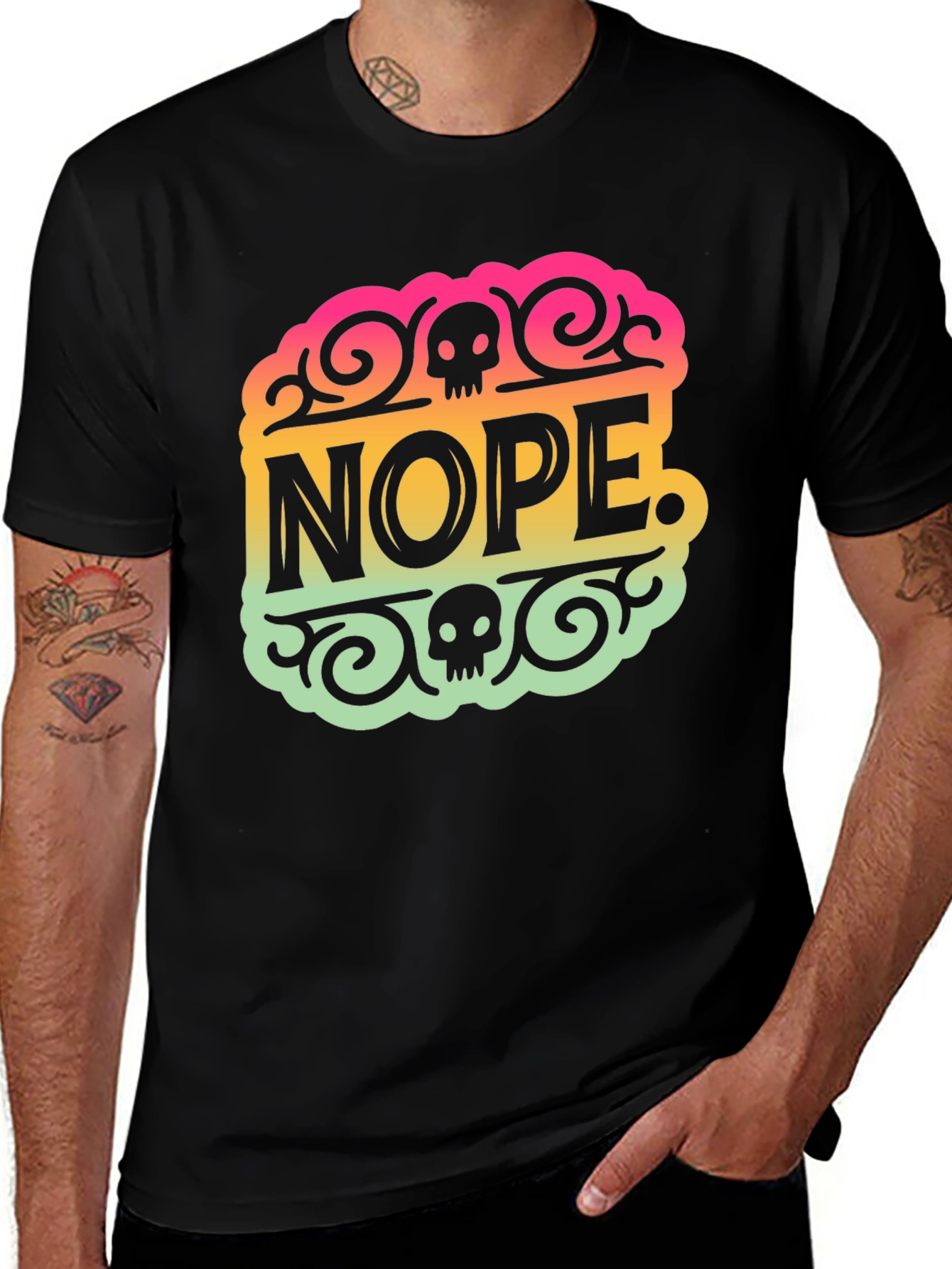 Nope Skull Graphic Tee - Trendy Statement Shirt