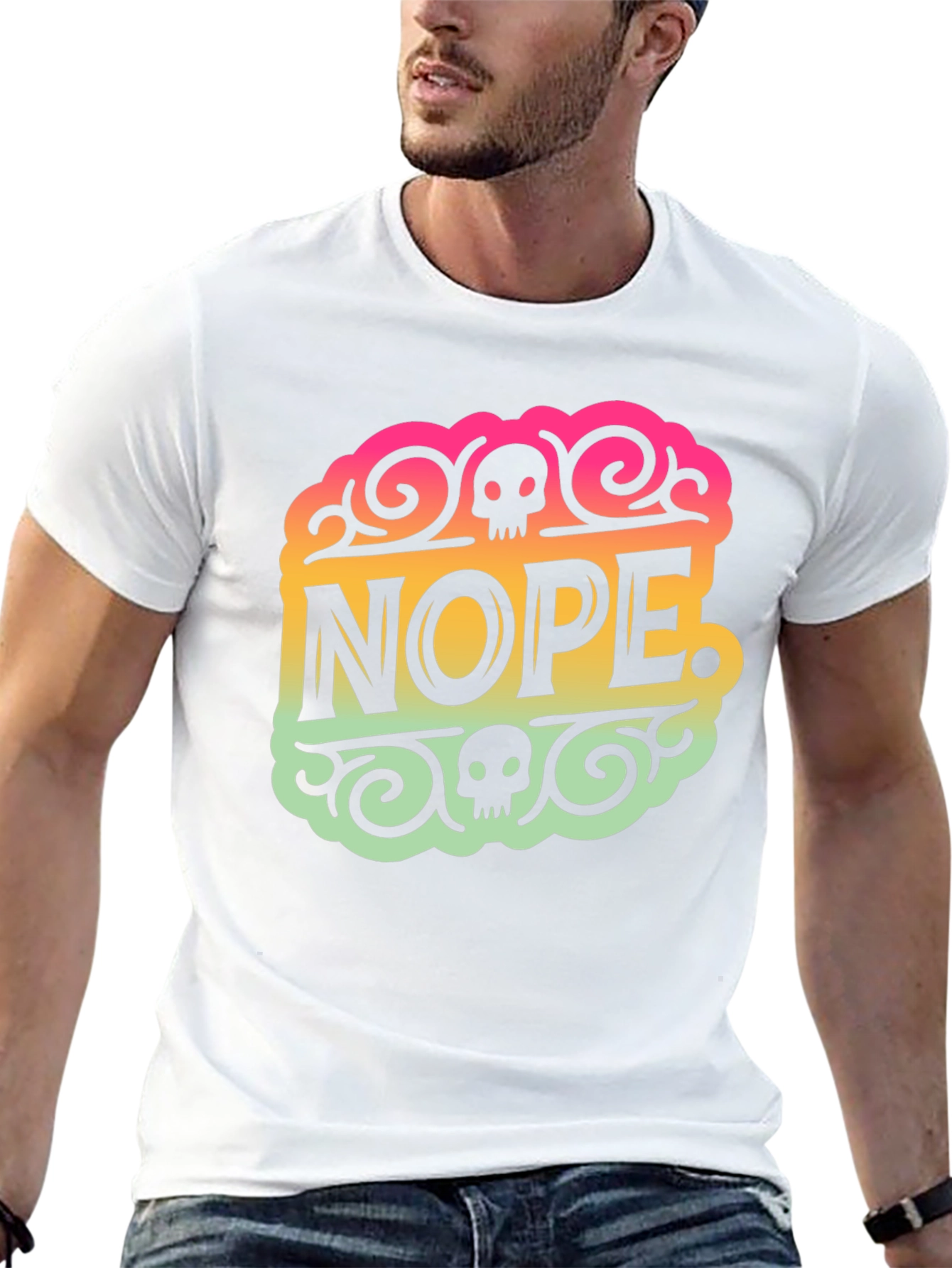 Nope Skull Graphic Tee - Trendy Statement Shirt