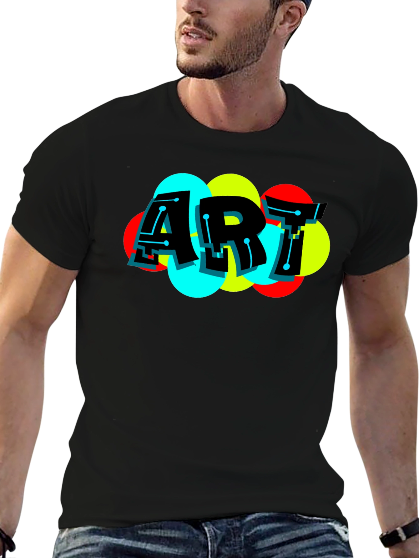 Modern Art Graphic Black T-Shirt