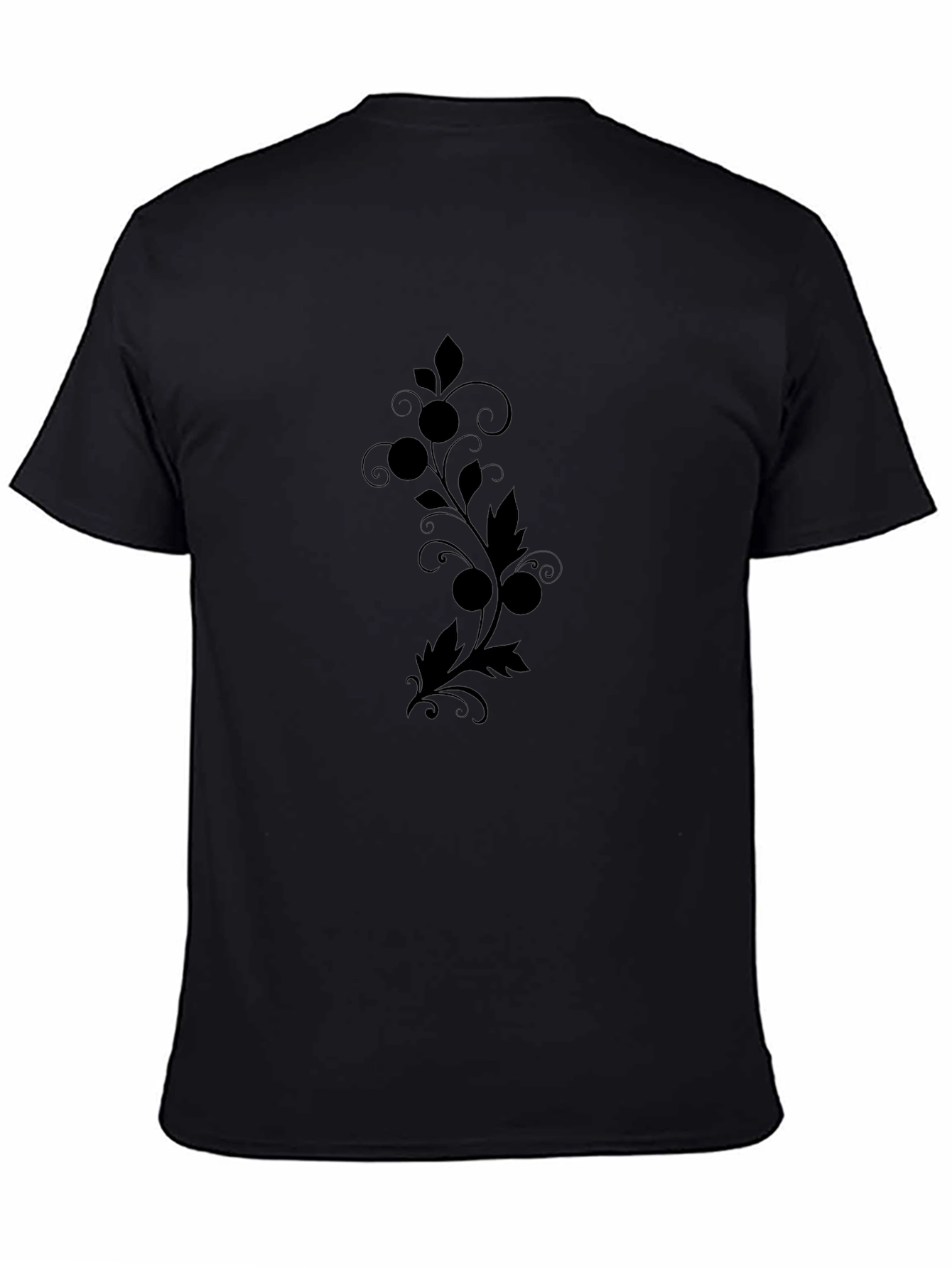 Black Graphic Print Tee - Nature Inspired Design