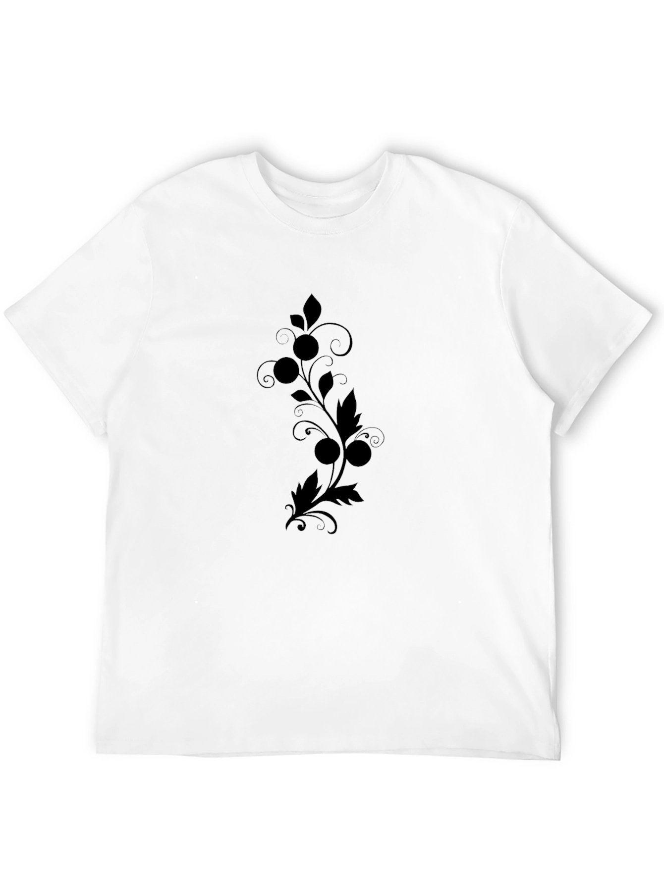 Black Graphic Print Tee - Nature Inspired Design