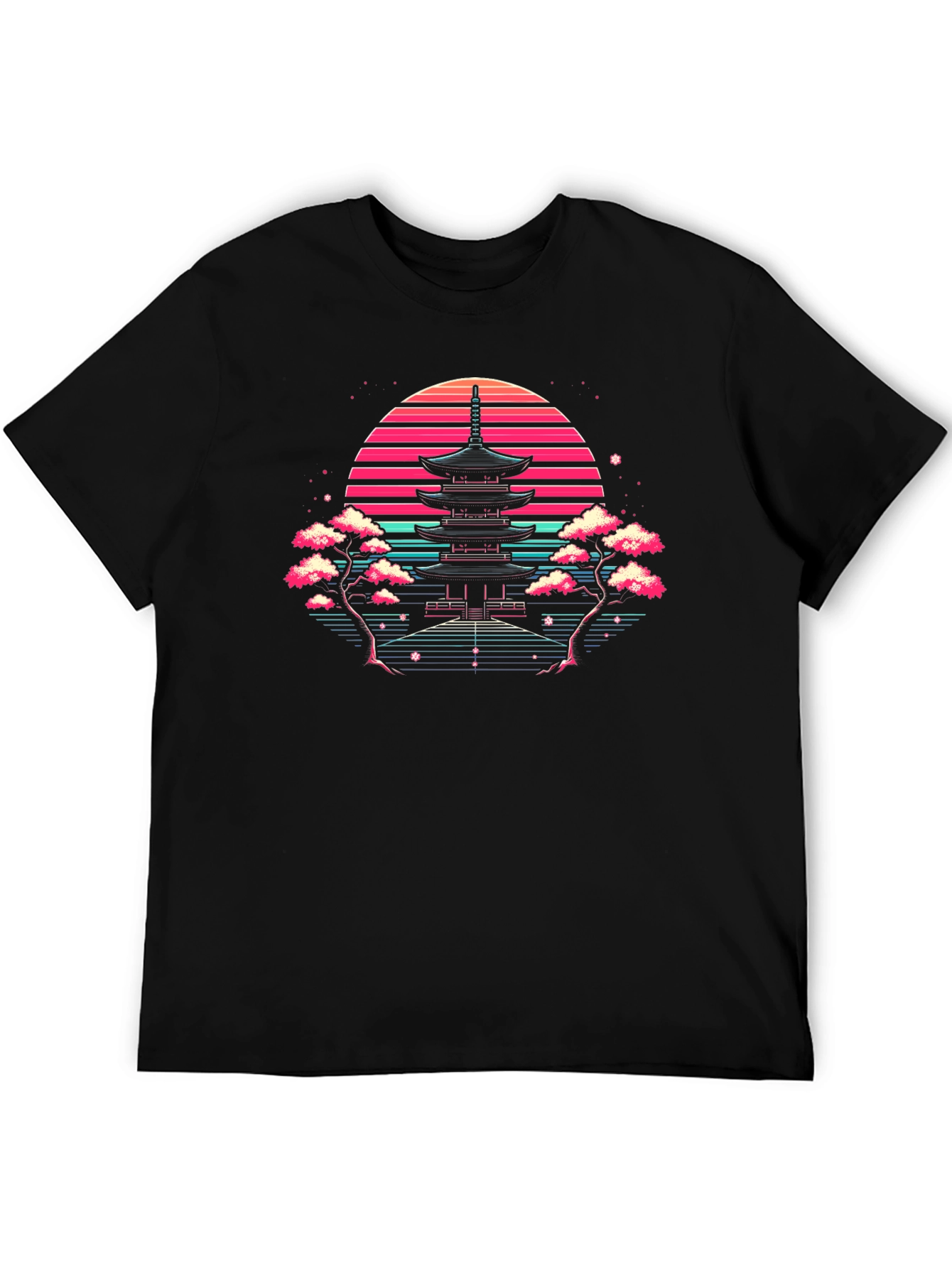 Retro Japanese Temple Sunset T-Shirt