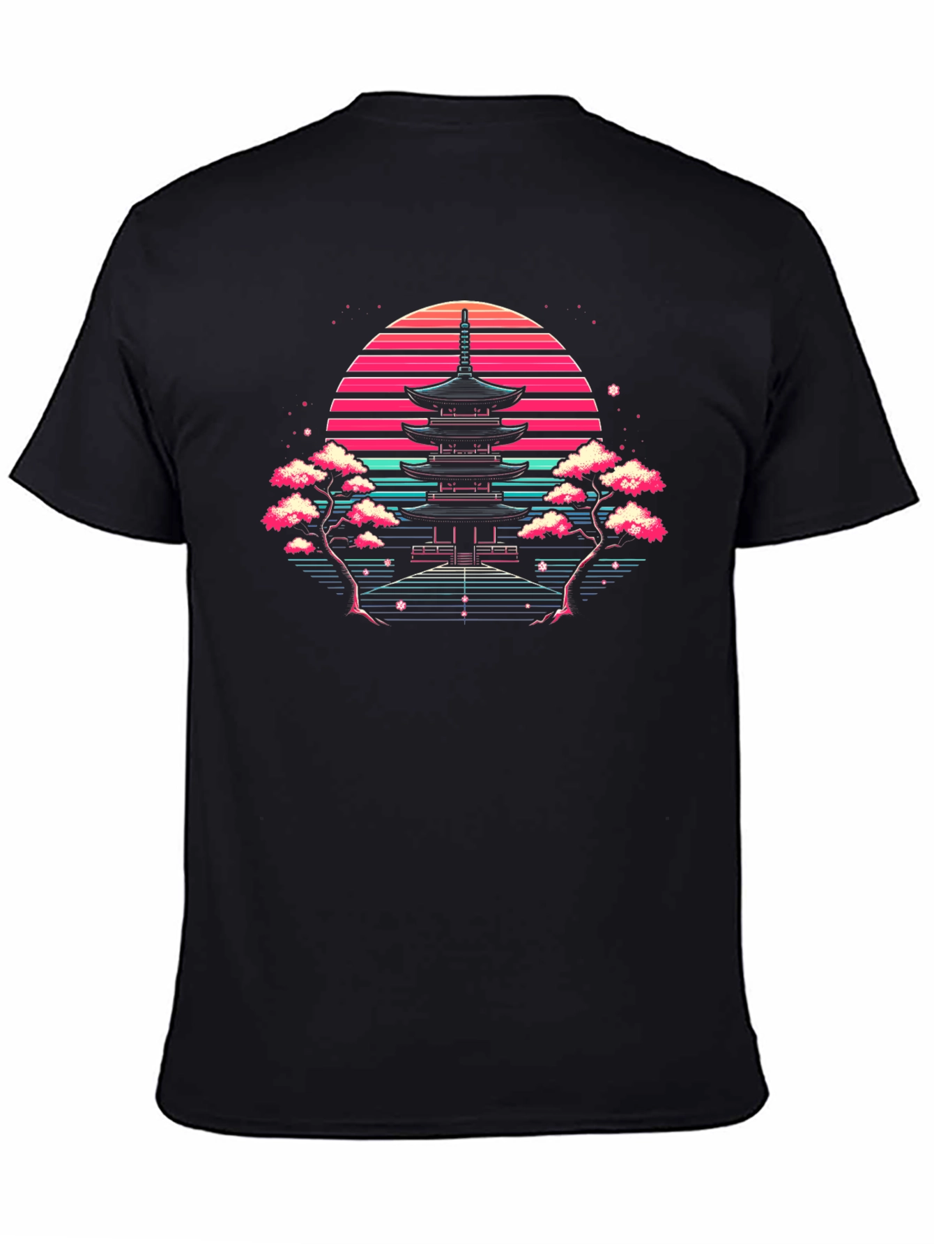 Retro Japanese Temple Sunset T-Shirt
