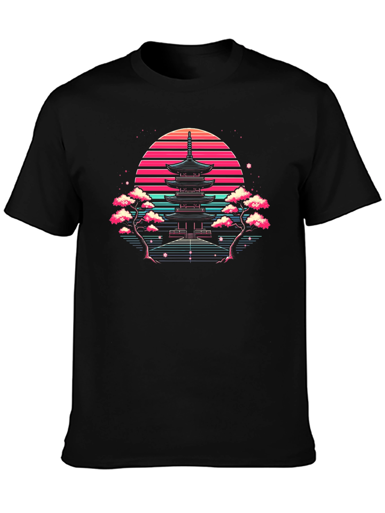 Retro Japanese Temple Sunset T-Shirt
