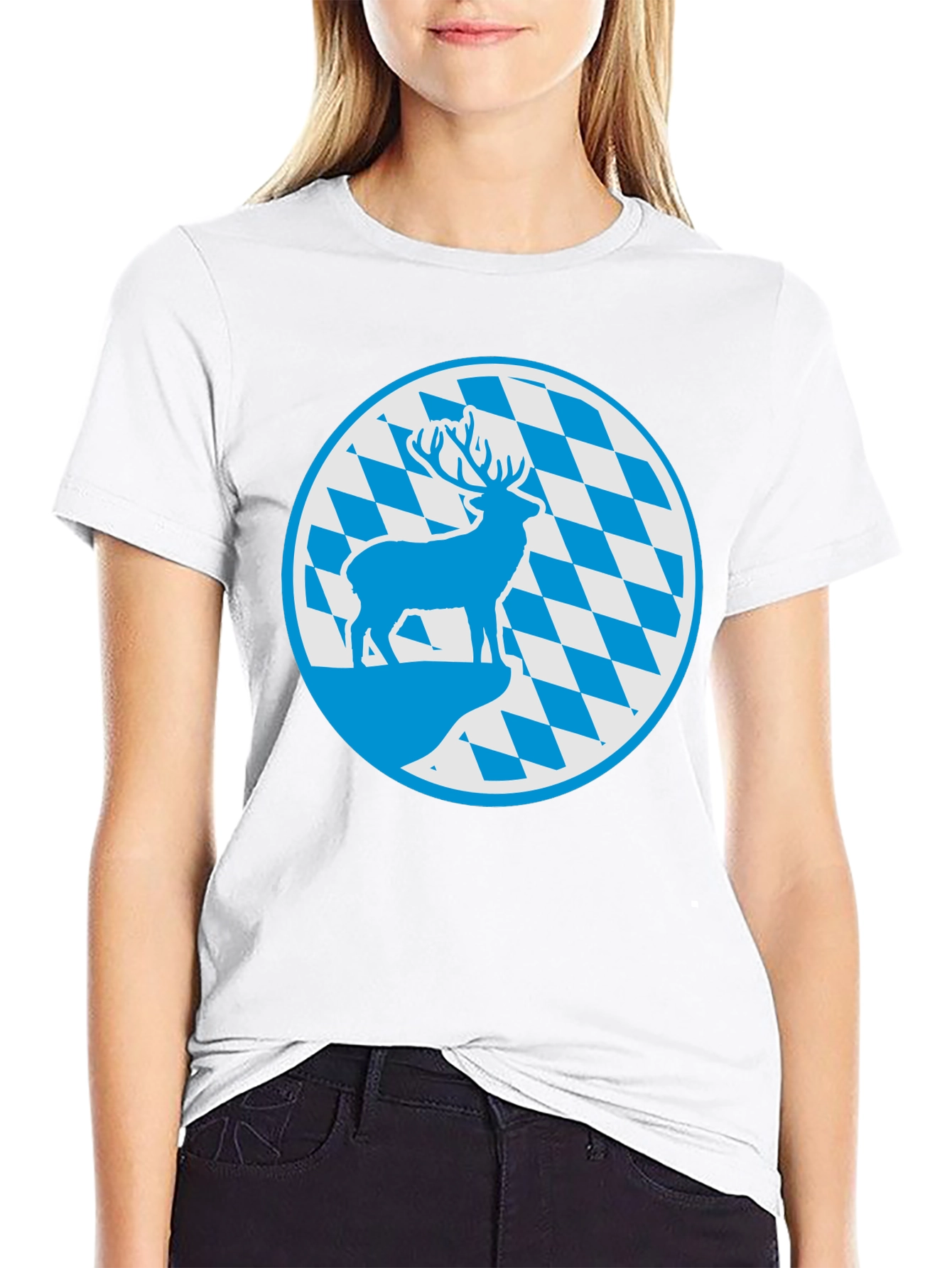 Bavarian Deer T-Shirt - Black Cotton Graphic Tee