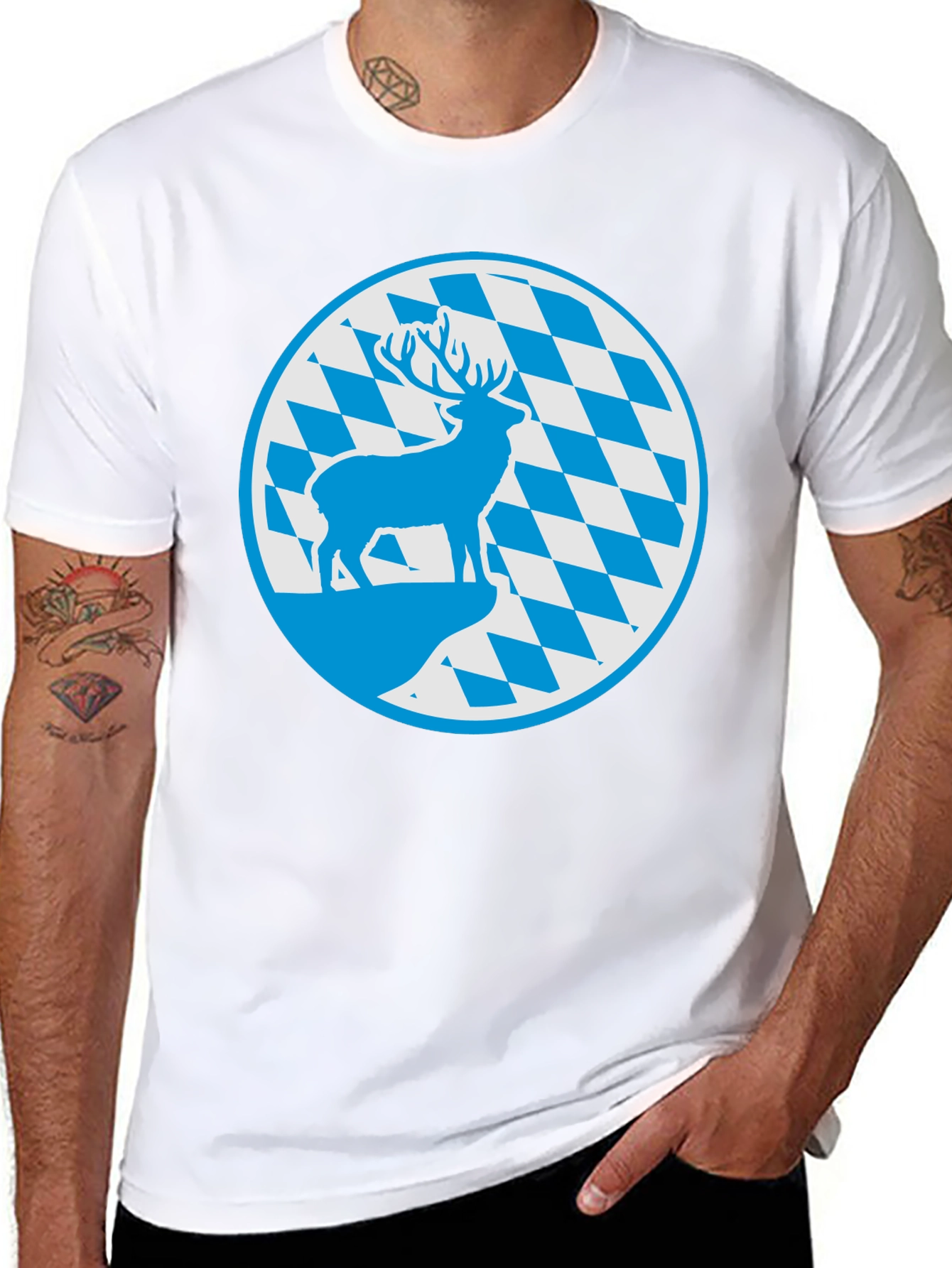 Bavarian Deer T-Shirt - Black Cotton Graphic Tee