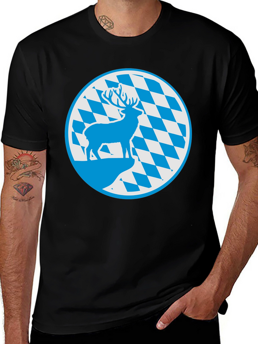 Bavarian Deer T-Shirt - Black Cotton Graphic Tee