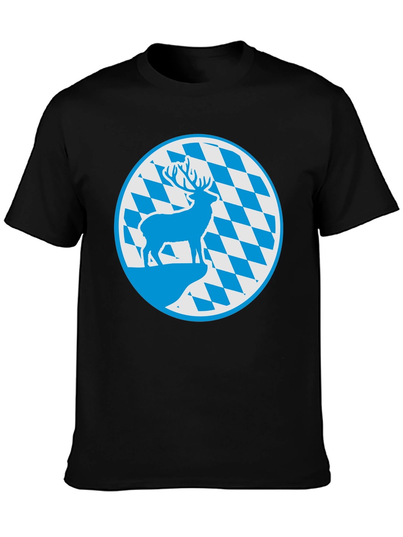 Bavarian Deer T-Shirt - Black Cotton Graphic Tee