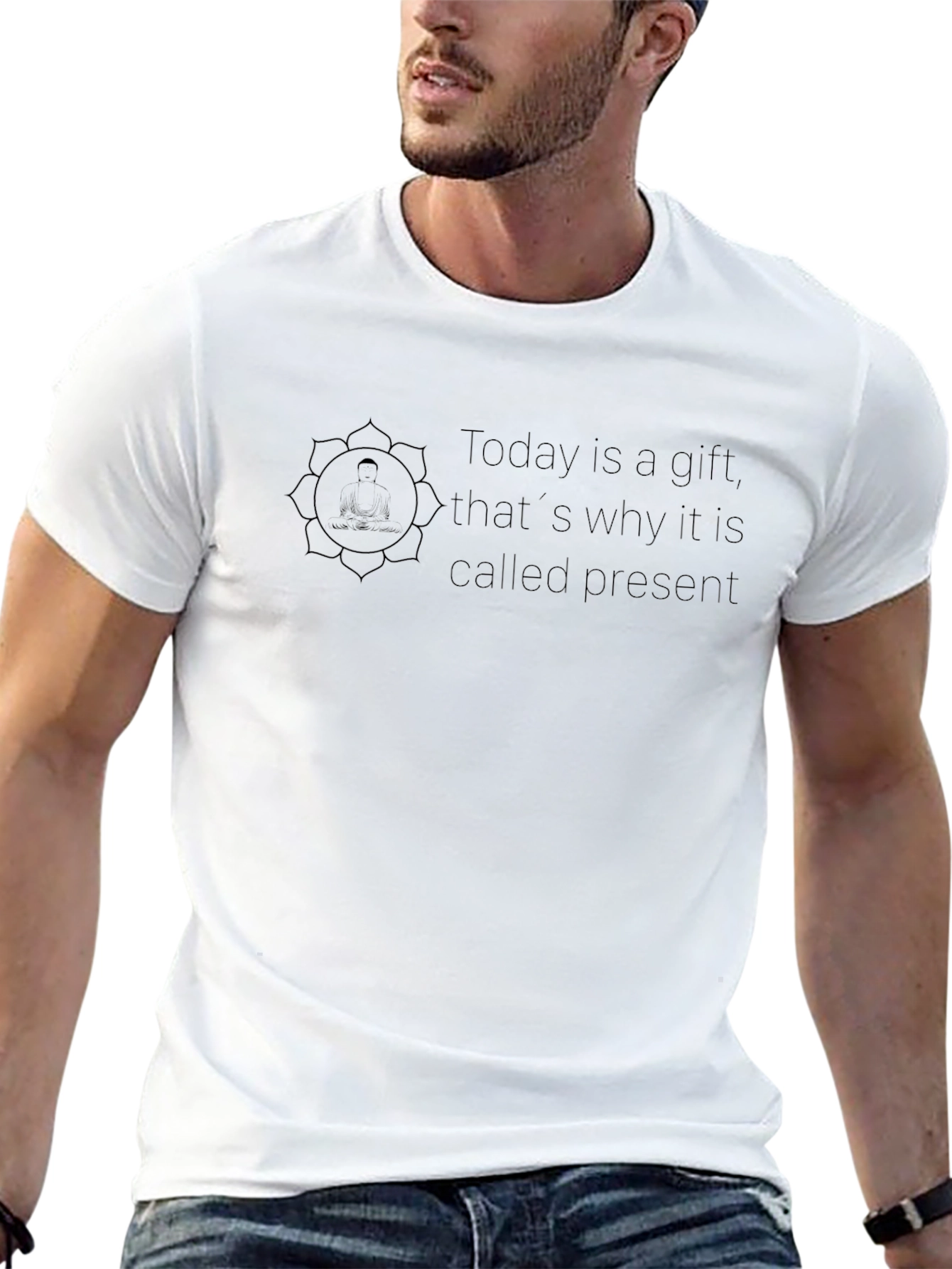 Inspirational Present Graphic T-Shirt - Black