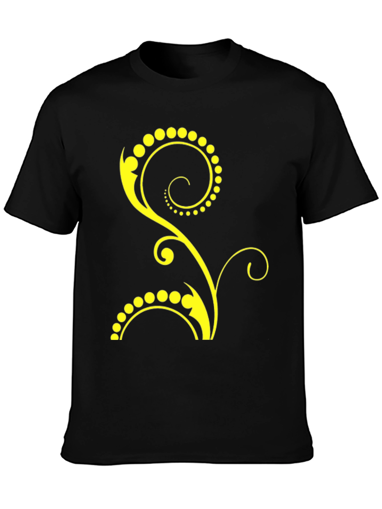 Stylish Black T-Shirt with Yellow Floral Design