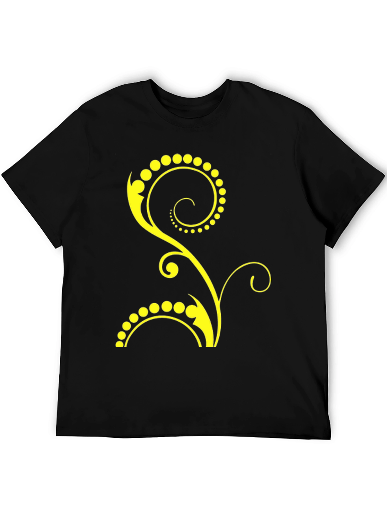 Stylish Black T-Shirt with Yellow Floral Design