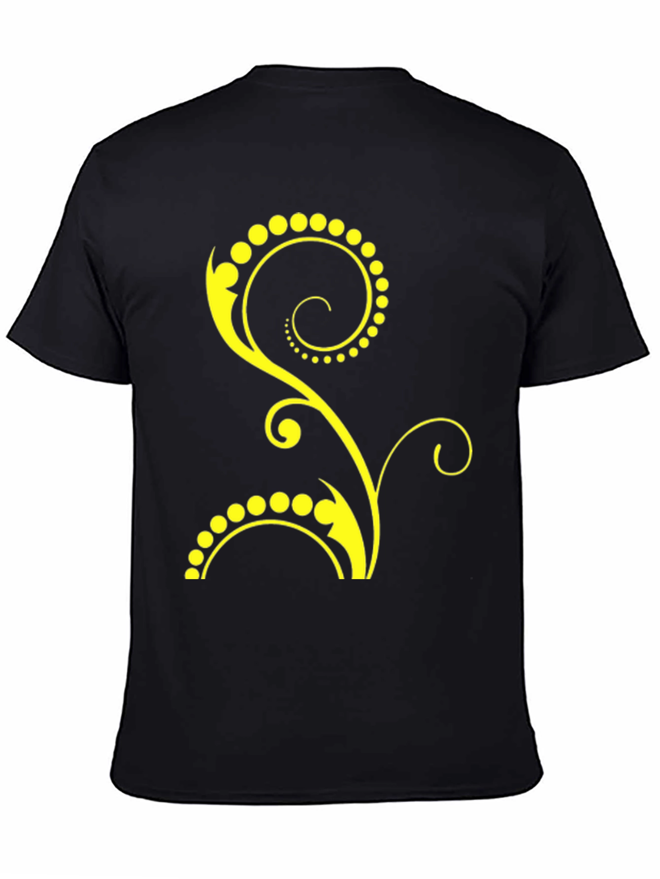 Stylish Black T-Shirt with Yellow Floral Design