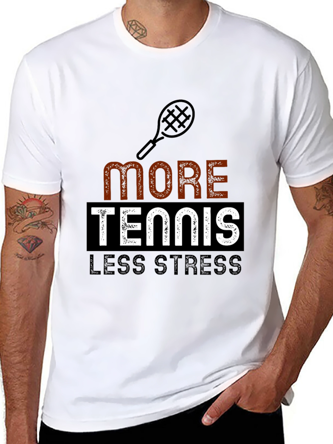 More Tennis Less Stress Graphic T-Shirt