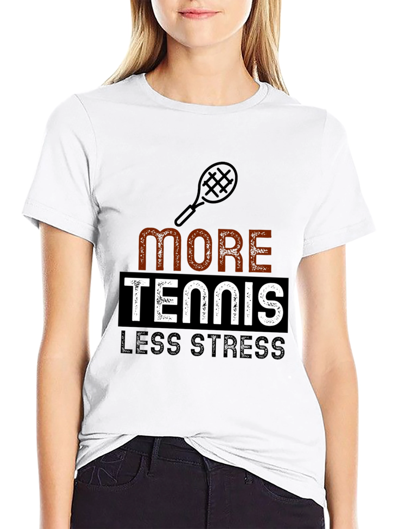More Tennis Less Stress Graphic T-Shirt