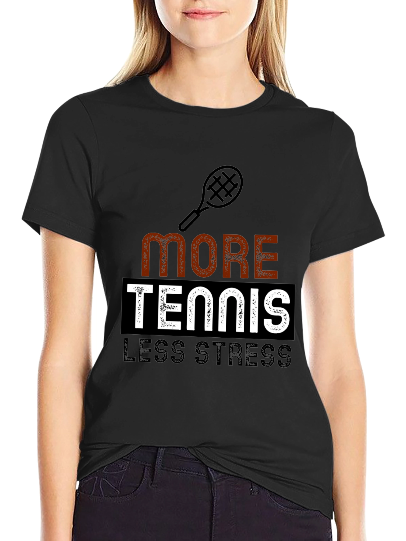 More Tennis Less Stress Graphic T-Shirt