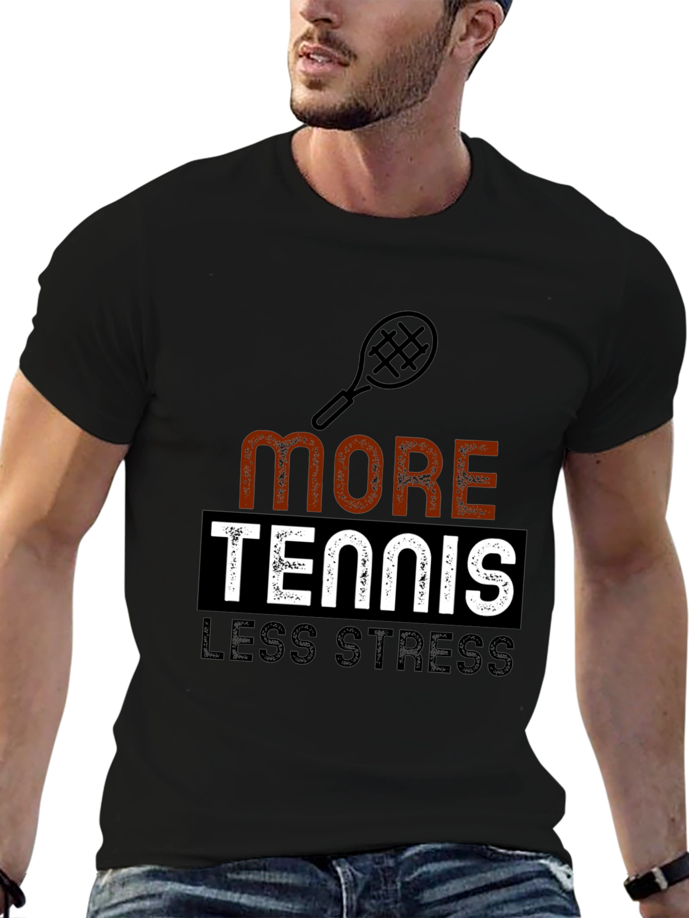 More Tennis Less Stress Graphic T-Shirt