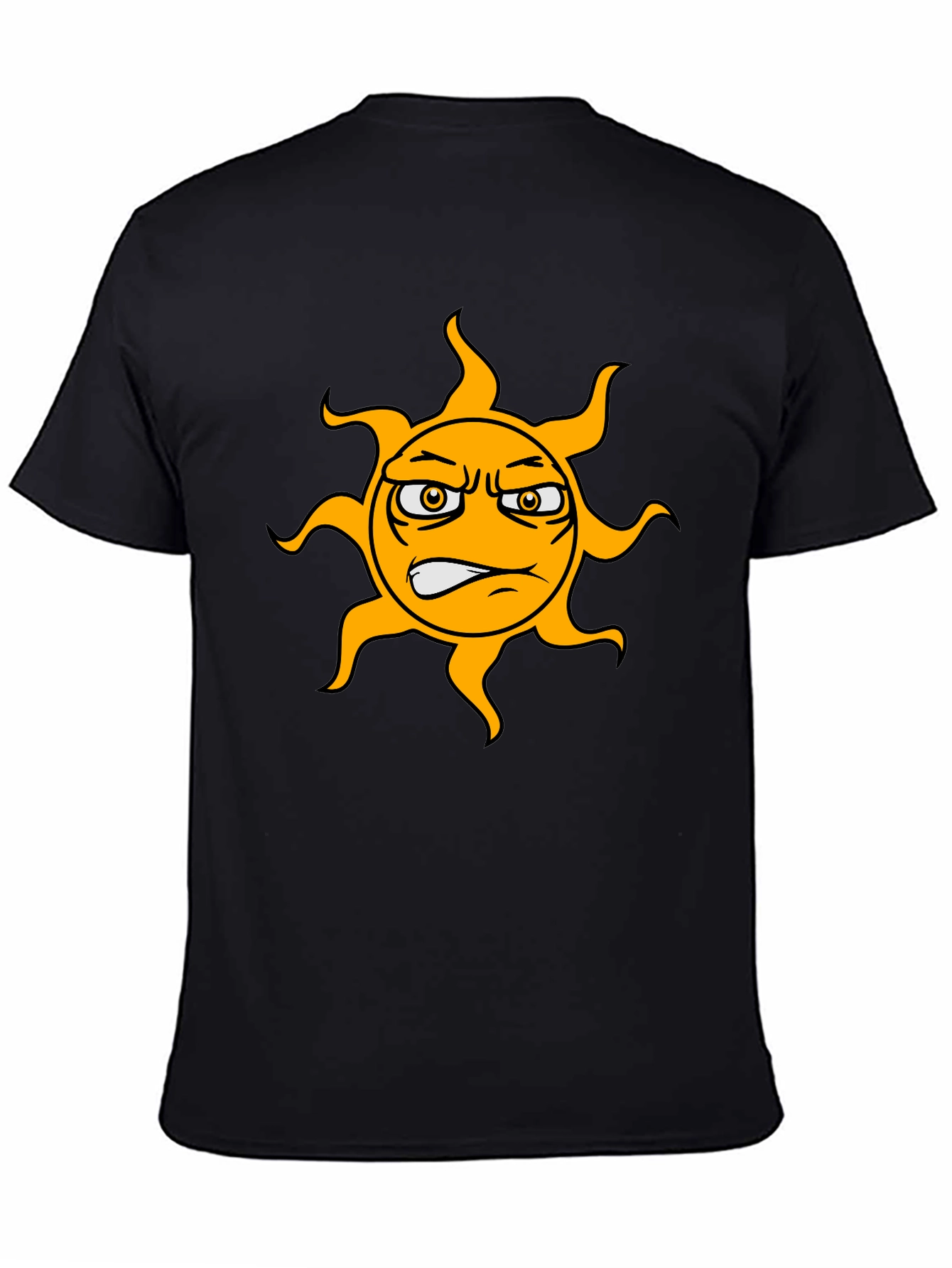 Grumpy Sun Graphic Tee - Black Cotton T-Shirt