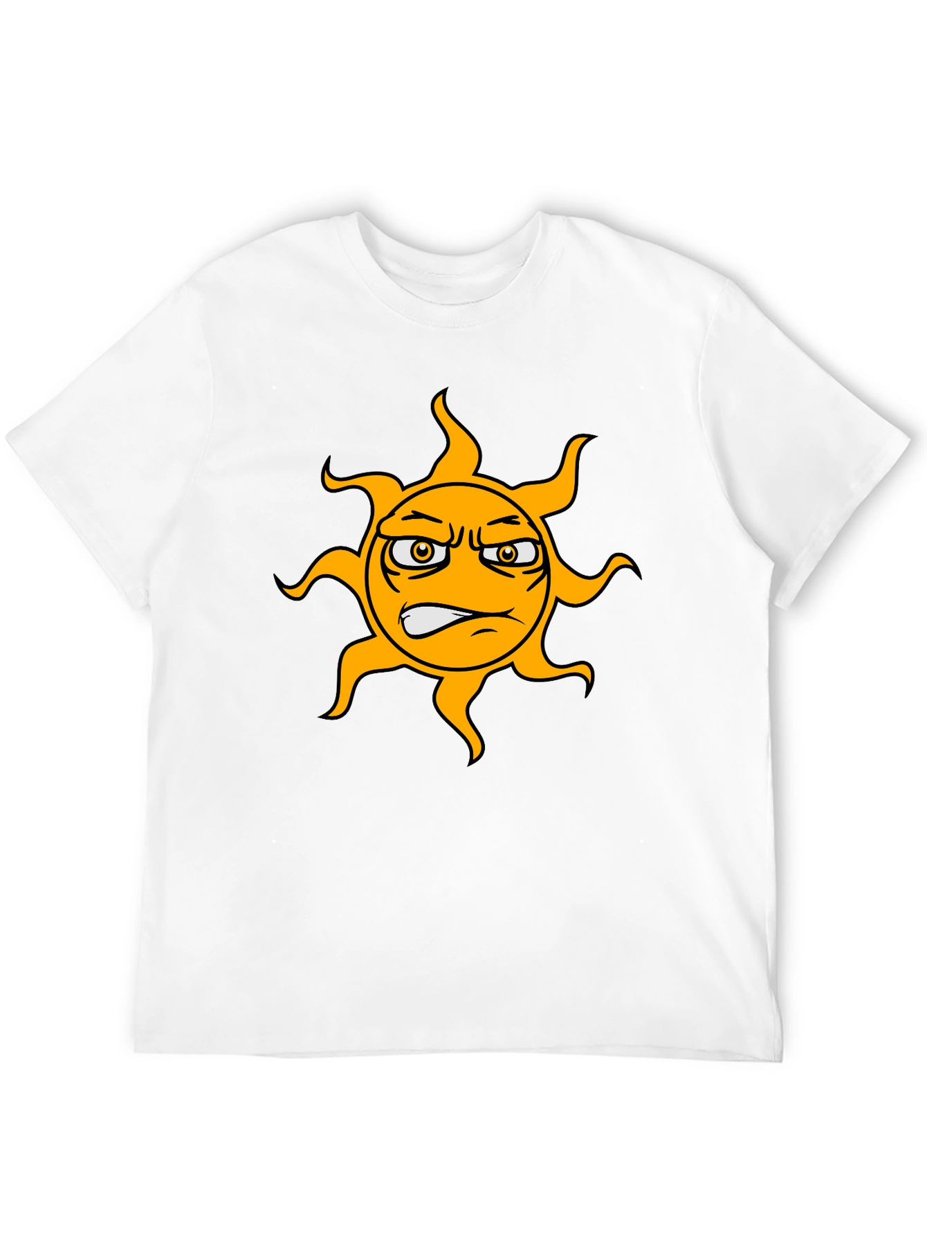 Grumpy Sun Graphic Tee - Black Cotton T-Shirt