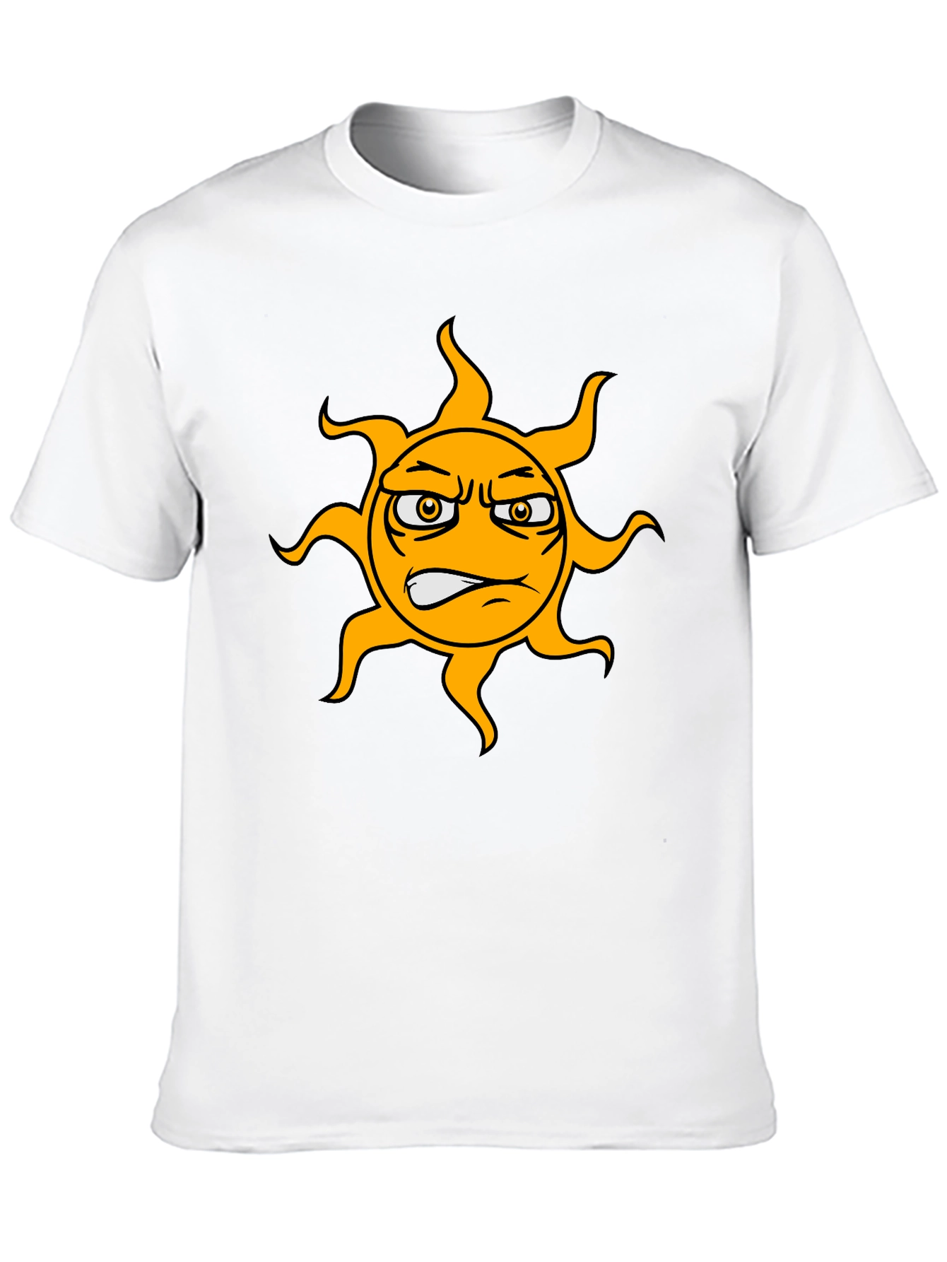 Grumpy Sun Graphic Tee - Black Cotton T-Shirt