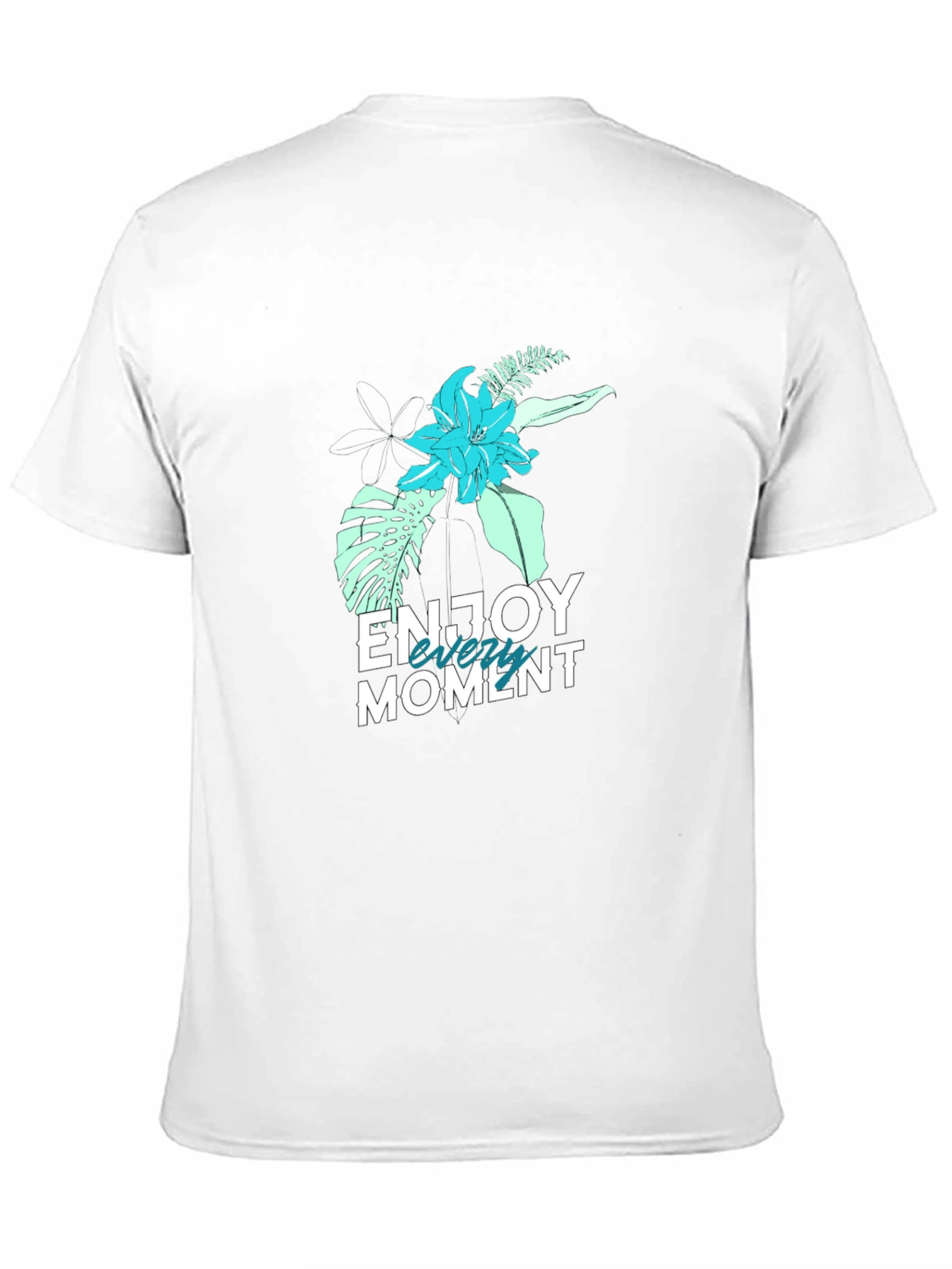 Mens Black Floral Enjoy the Moment Graphic Tee