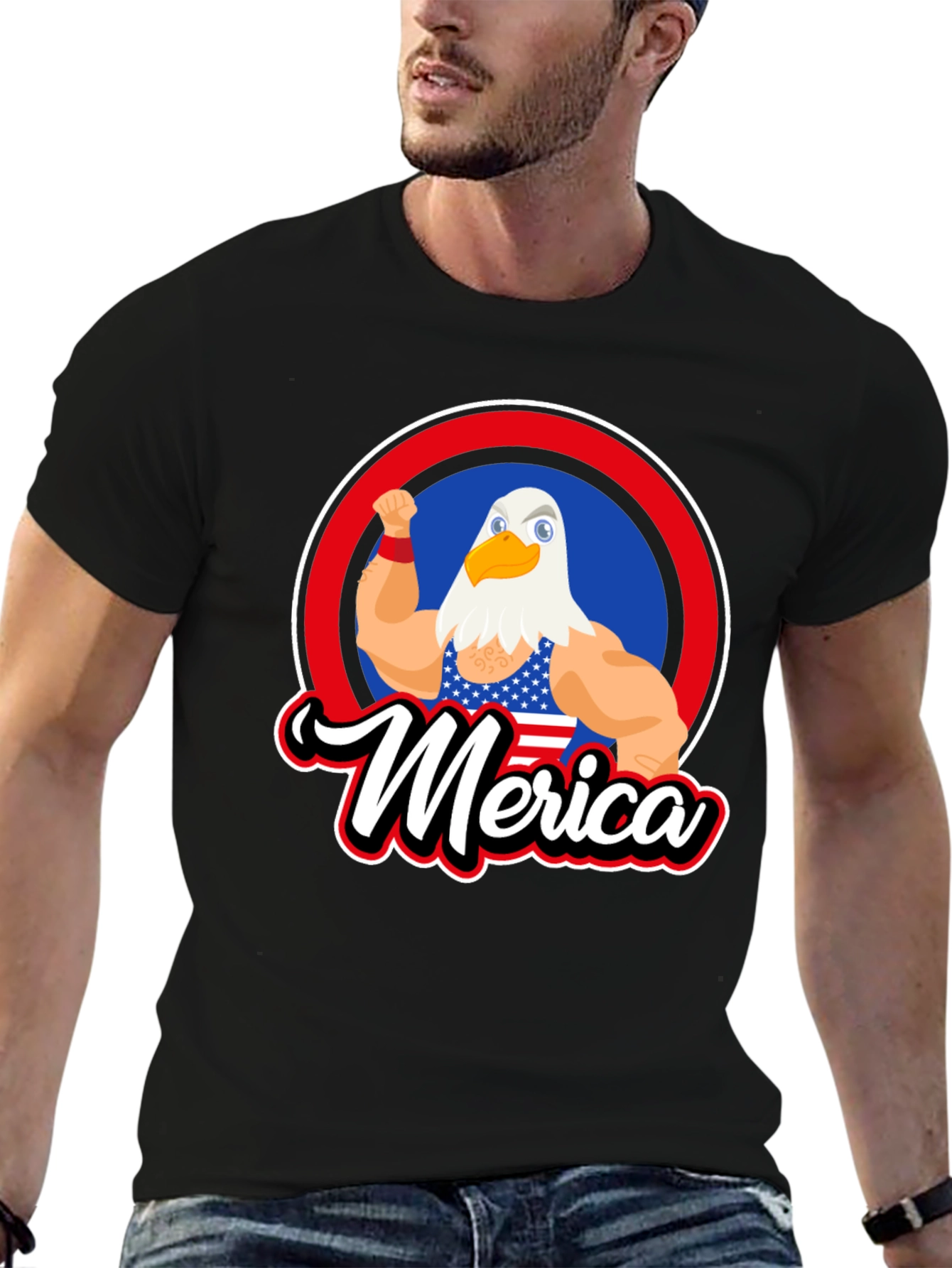 Patriotic Merica Eagle Graphic T-Shirt