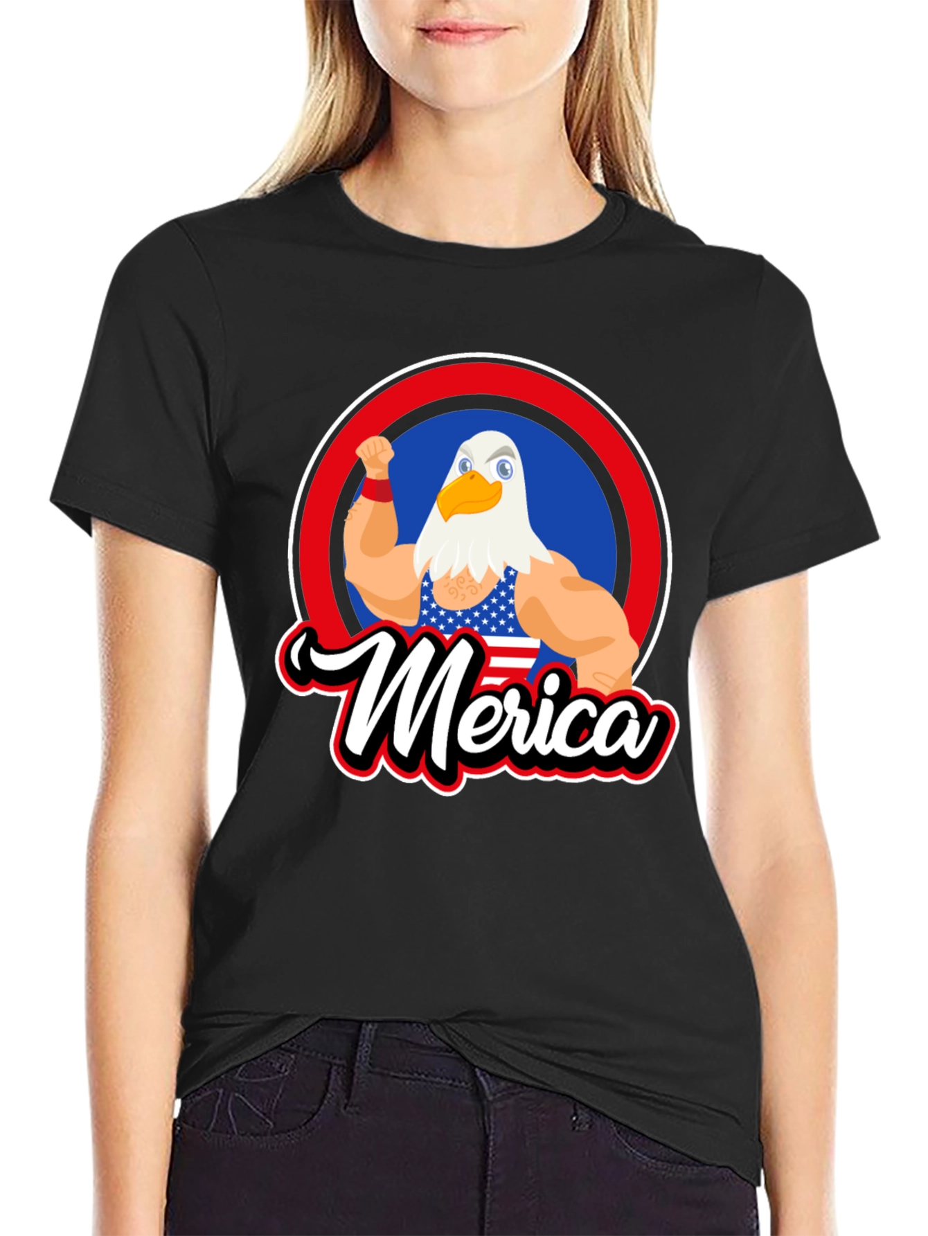Patriotic Merica Eagle Graphic T-Shirt
