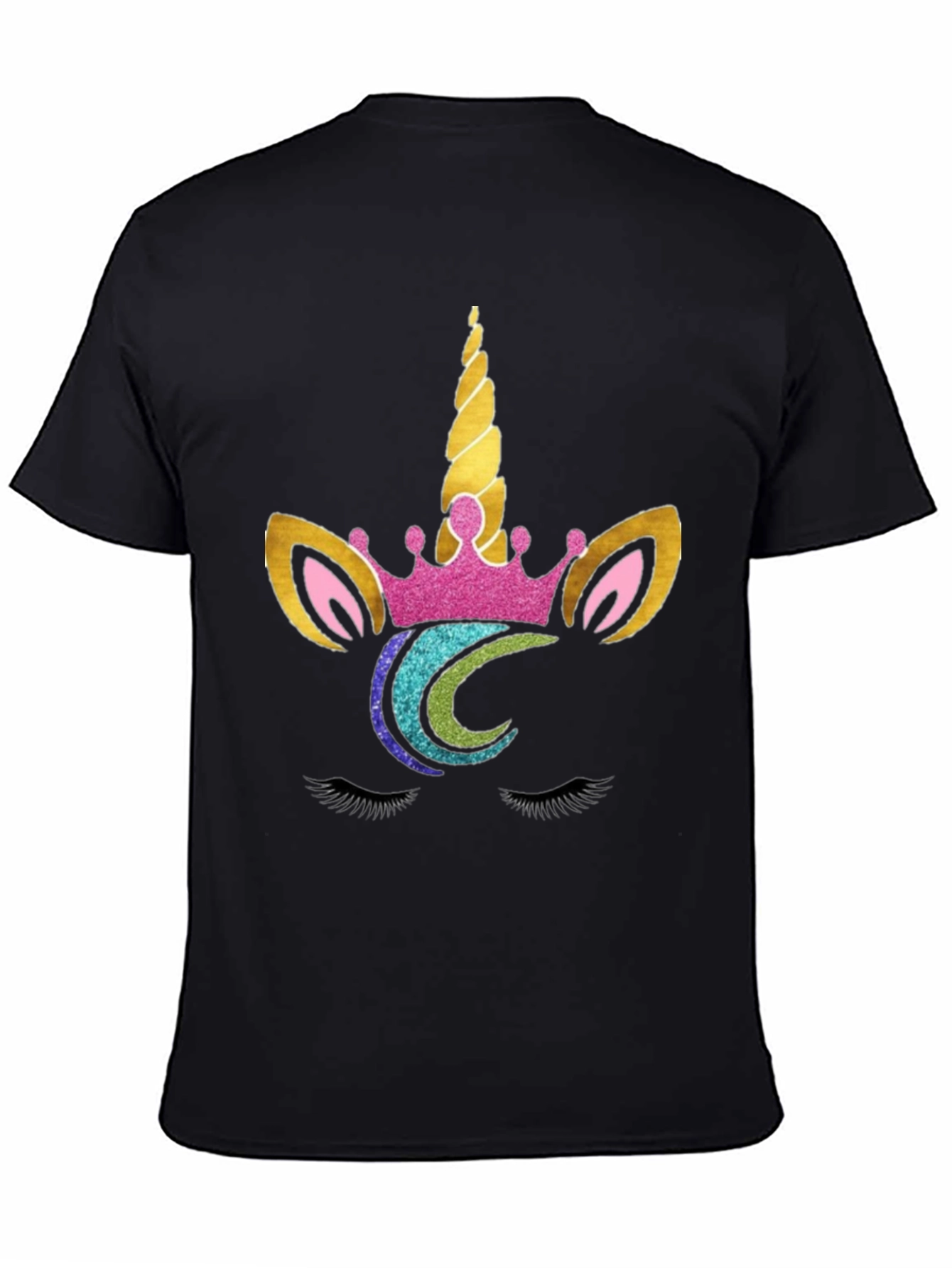 Unicorn Face Graphic Tee - Black