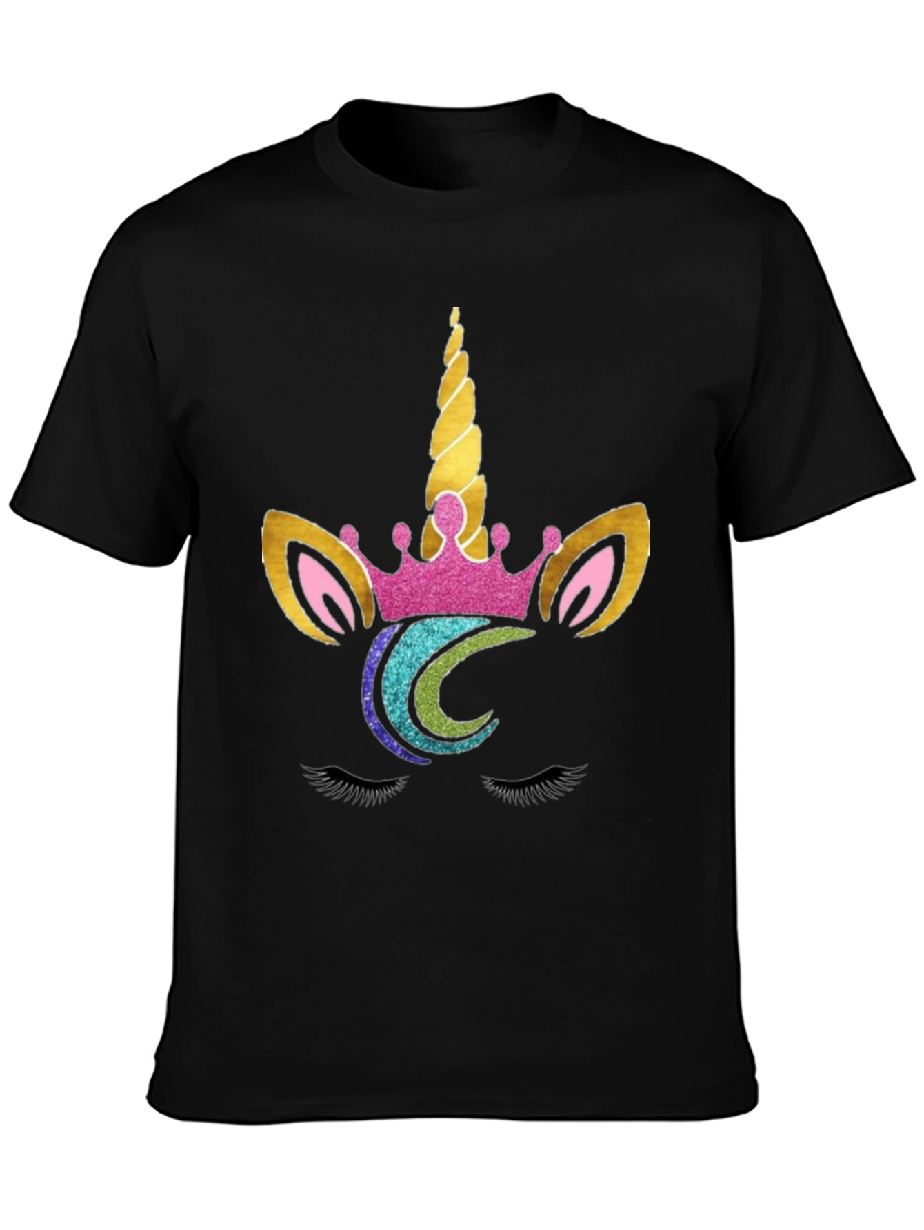 Unicorn Face Graphic Tee - Black